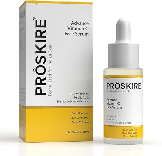 Proskire Advance 10% Vitamin C Face Serum with Ferulic & Mandarin Extract| Brightening, Dark Spot & Anti-Pigmentation Seru...