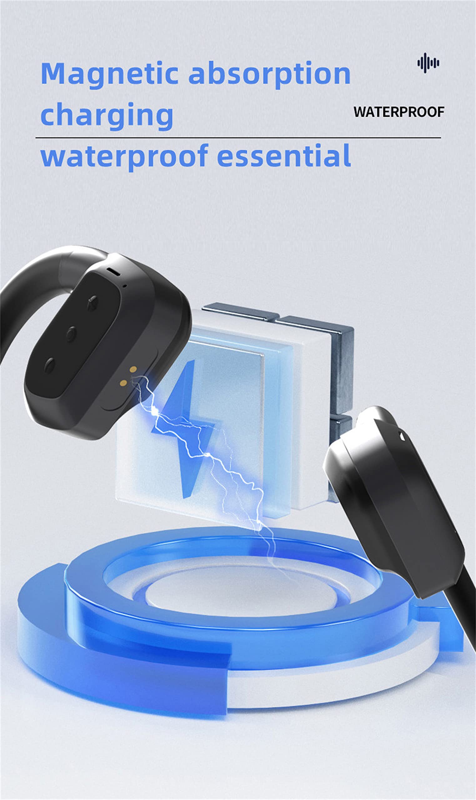 Auriculares Bluetooth inalámbricos de conducción ósea ipx8 Auriculares de natación Impermeables Fitness al Aire Libre 32 GB de Memoria Reproductor MP3 (Gris)