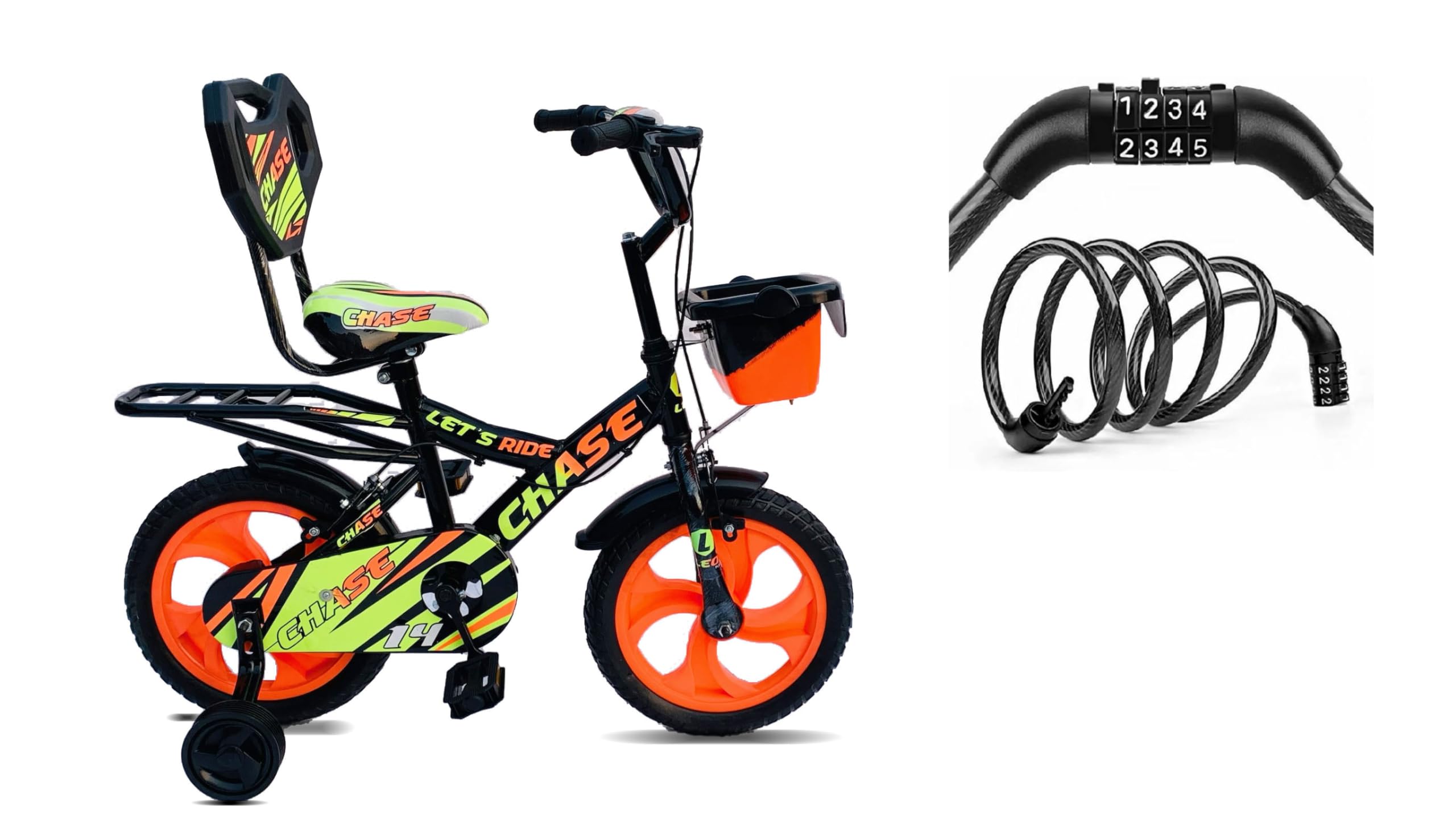 Kaashnic Premium Kids Cycle 14" with Training Wheels & Basket(SEMI-Assembled) for Boys and Girls with Cycle Lock (Orange) (B0CZYMDC8C) Amazon Price History, Amazon Price Tracker