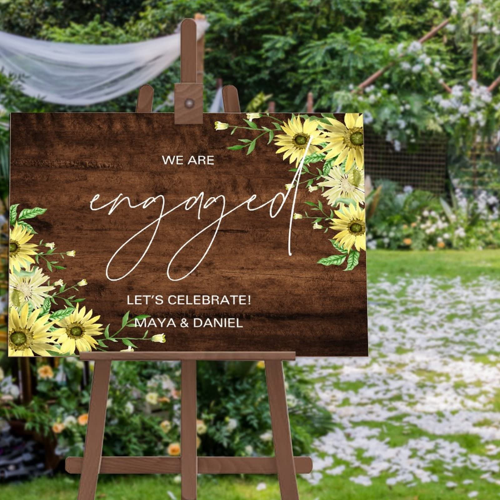 Spersonalizowany znak powitalny ślubny 'We Are Engaged' drewniany znak ślubny personalizowane inicjały data założenia dekoracja drewniany znak przyjęcie weselne plakat na ceremonię zaręczyny artykuły