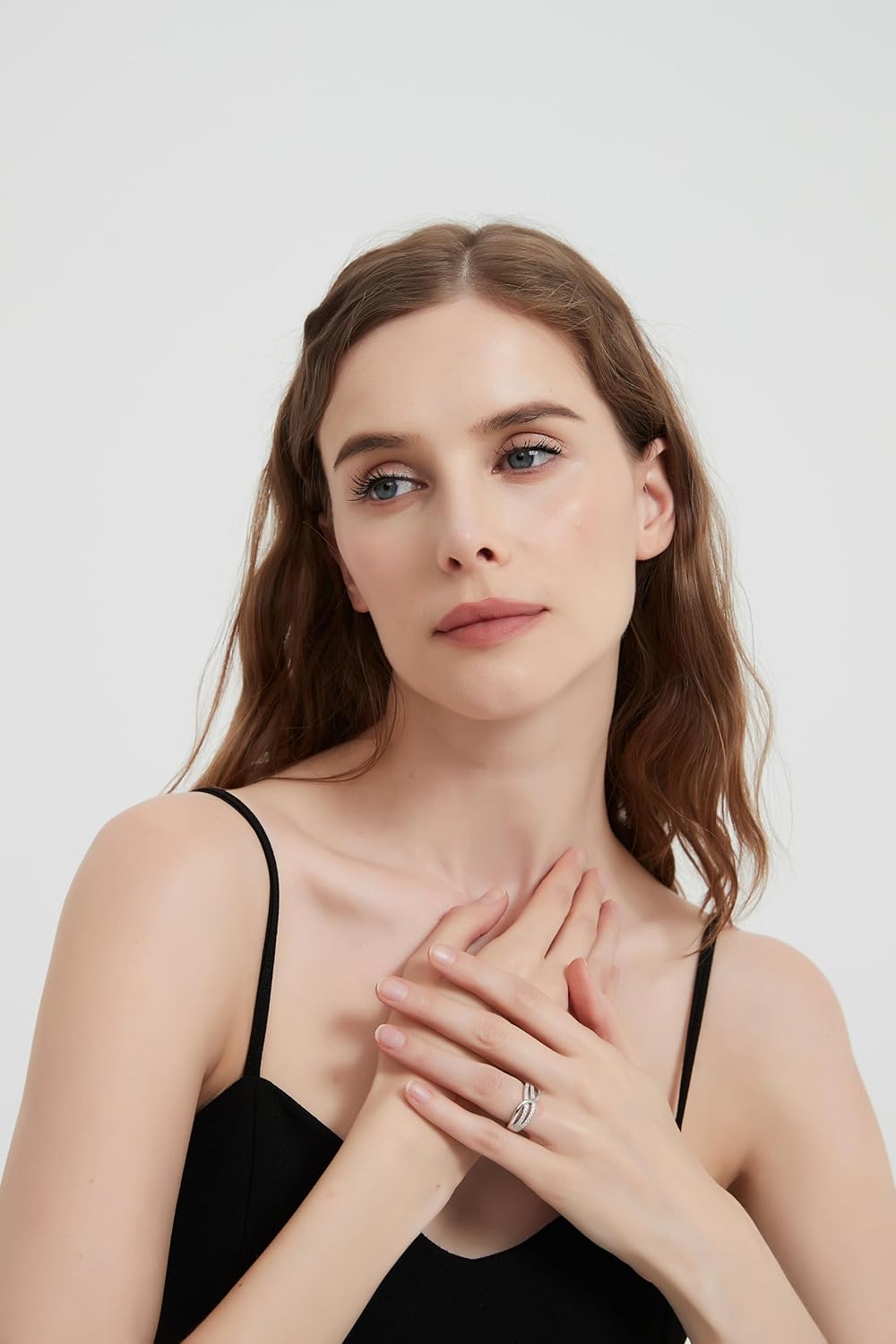 THELANDA Genuine Moissanite or Simulated Diamond Sterling Silver 7.8mm Criss Cross Crossover Infinity Knot Wedding Ring For Couples - Image 6