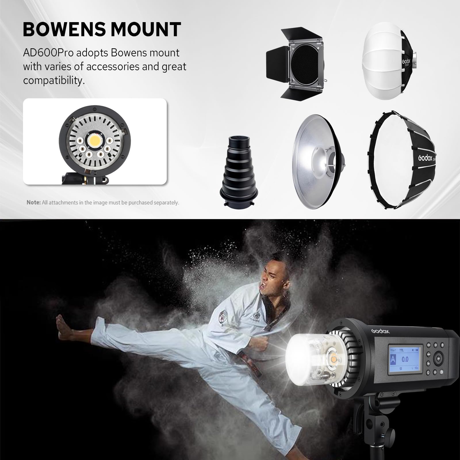 Godox AD600Pro 600Ws TTL Built-in 2.4G Inalámbrico X Sistema HSS All-In-One Outdoor Flash Con Li-on Batería Compatible con Canon E-TTLII, Nikon i-TTL, Sony, FUJIFILM, Olympus, Panasonic