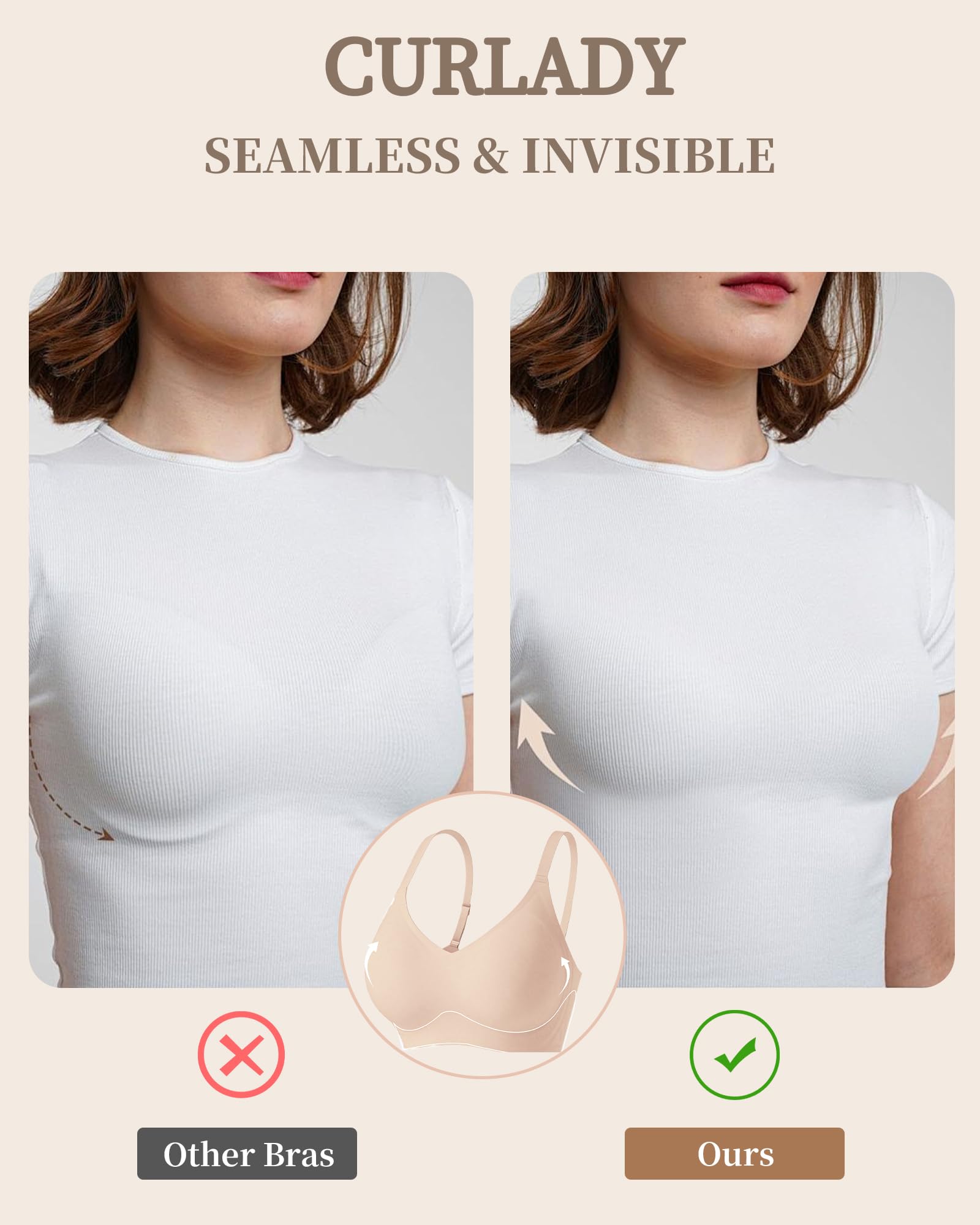 Women's Bras Wireless Jelly Bra for Women UK Seamless Non Wired Soft Support Padded T Shirt Ladies Everyday Bralettes — view 3