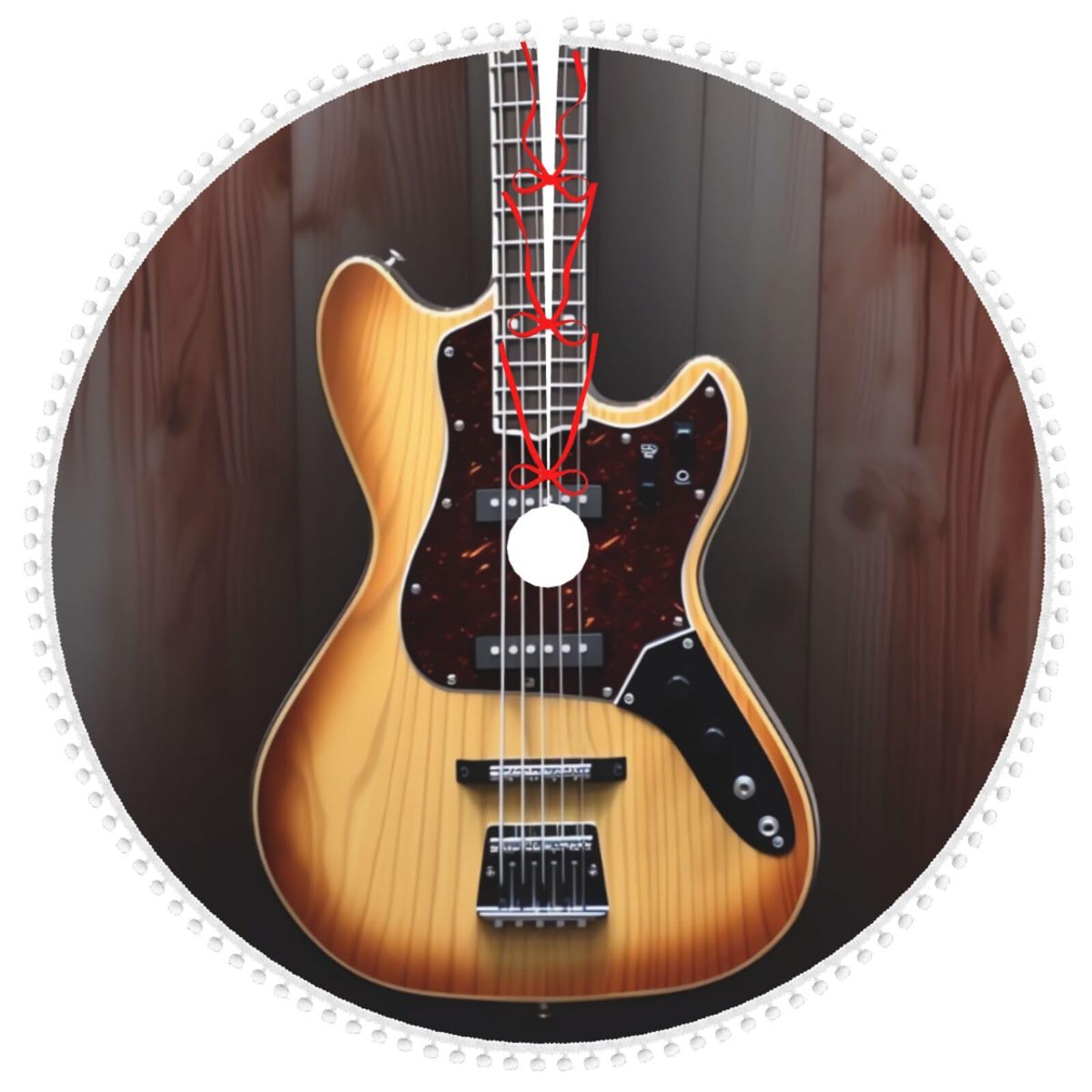 Jupe de sapin de Noël guitare 122cm tapis arbre double épaisseur