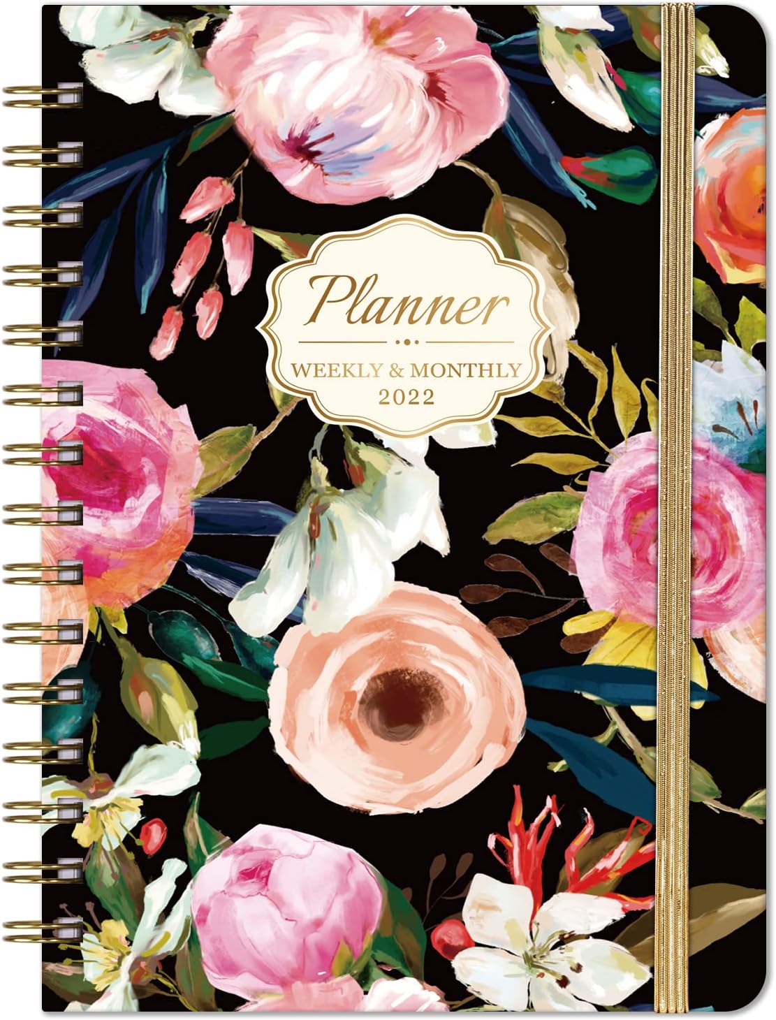 2022 Planner - Weekly and Monthly Planner 2022 from January 2022 to December 2022, 6.3" x 8.4", Planner 2022 with Elastic Closure + Coated Tabs + Inner Pocket