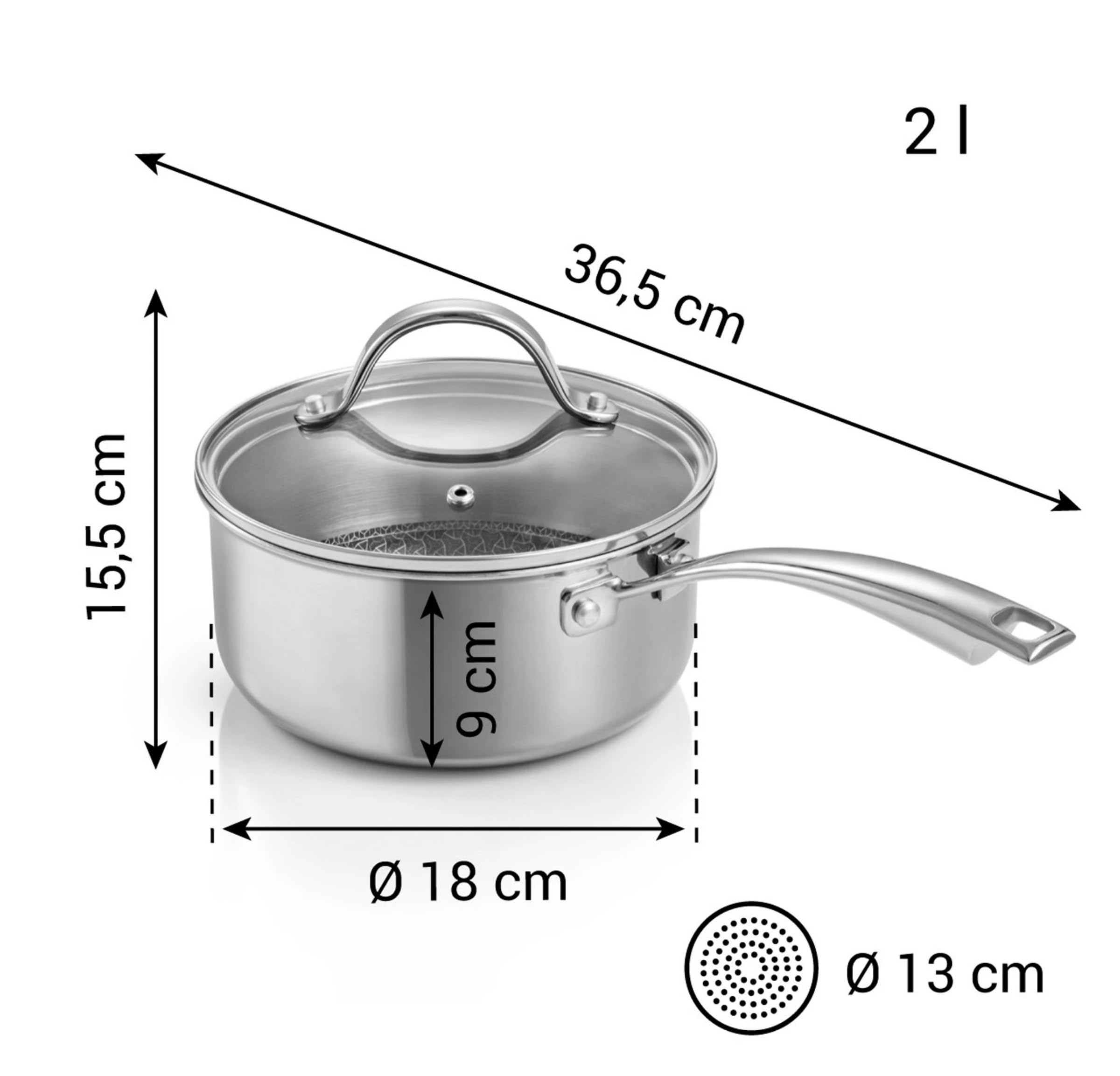 Tescoma 780582 SteelCRAFT garnek 1 uchwyt z pokrywką Ø 18 cm, pojemność 2 litry