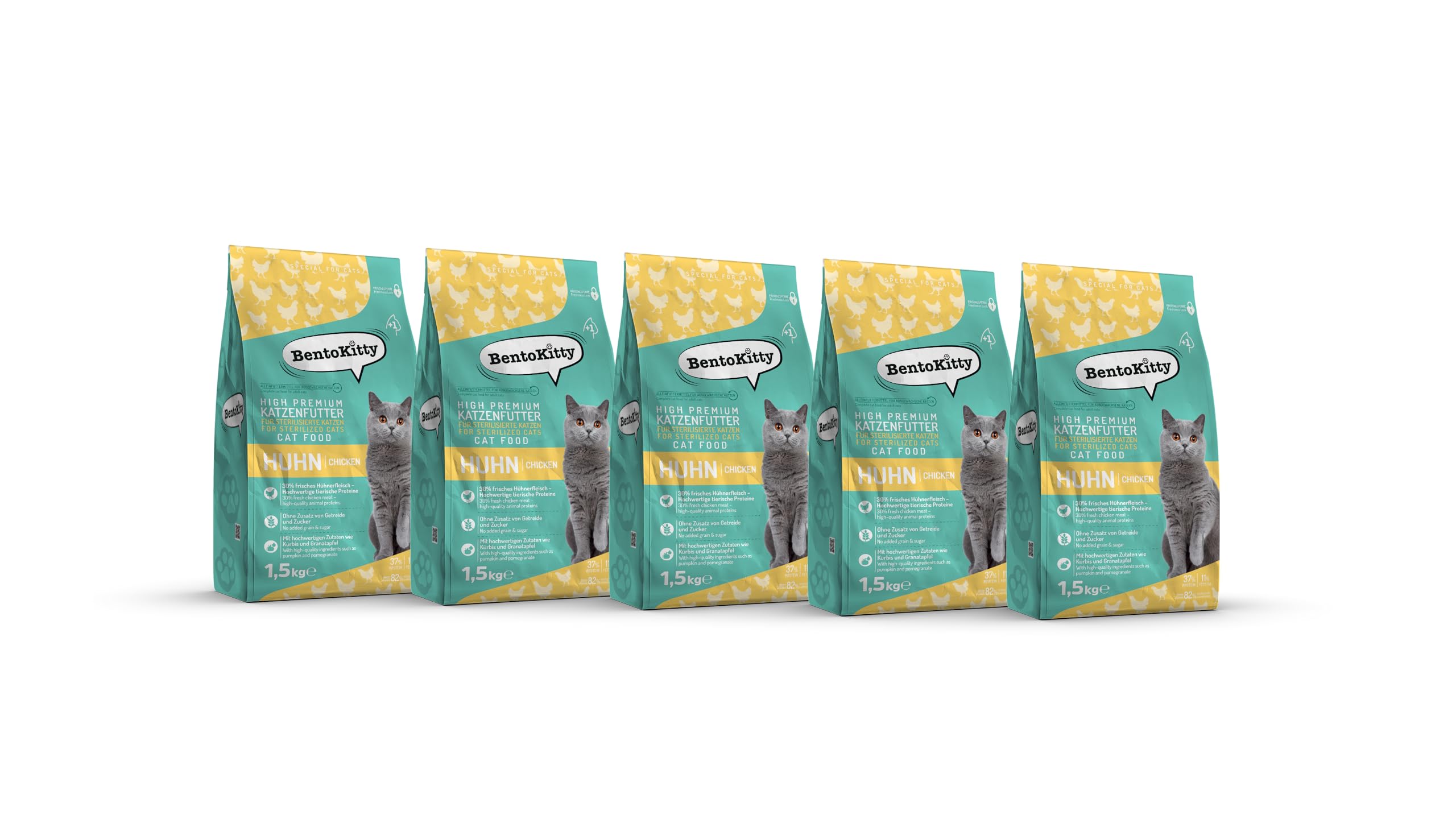 High Premium Katzenfutter Trockenfutter Huhn Sterilised – 7,5 kg Vorteilspack (5×1,5 kg) | Getreidefrei, 71% tierische Zutaten, 30% frisches Huhn | Zuckerfrei Alleinfuttermittel