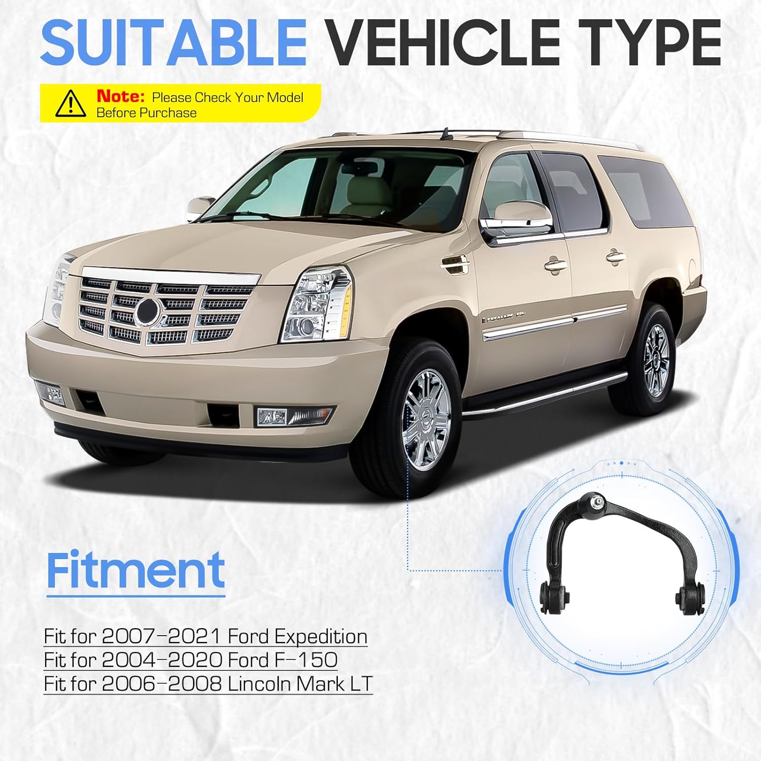 Front Upper Left Driver & Right Passenger Control Arms Suspension Kit for 2004-2014 Ford F-150, for 2007-2017 Ford Expedition,for 2006-2008 Lincoln Mark LT, for 2007-2017 Lincoln Navigator (2pc)