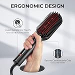 TYMO Ionic Plus Hair Straightener Brush - For Long and Thick Curly Hair, Straightening Brush with Dense Bristles, 16 Temps For All Hair Types, 10 Million Ions, Heating Brush Straightener for Women.