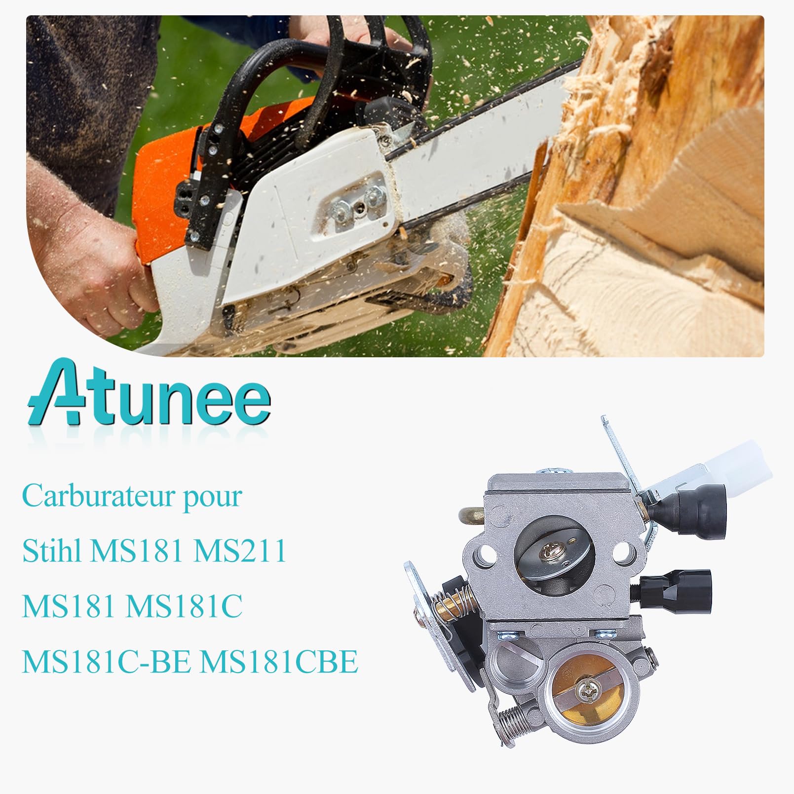 MS171 Carburateur pour Stihl MS171 MS171C MS181 MS181C MS211 Tronçonneuse Remplacement avec Bougie D'allumage filtre à carburant Conduite et joints Remplacer pour 1139 120 0607 C1Q-S123