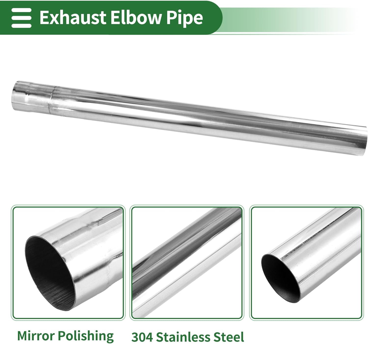 Motoforti 2.75" OD Straight Tubing Mandrel Exhaust Tube Pipe 35" Length T304 Stainless Steel Universal Fit Piping Silver Tone