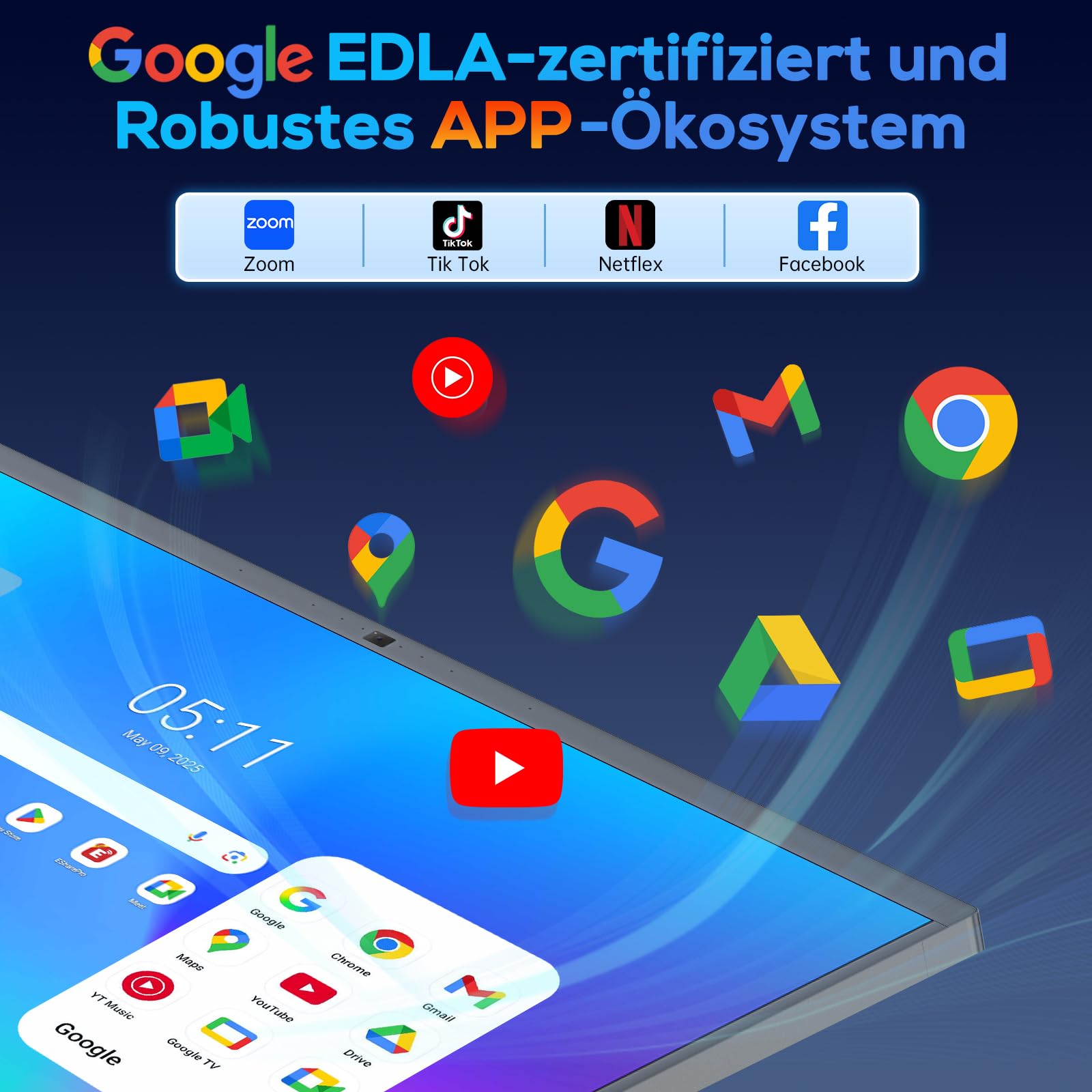 JAV Interaktives Whiteboard 65 Zoll Smart Board Touchscreen 4K UHD Android 14 Google EDLA Zertifiziert Digitale Whiteboard 8+128GB Eingebaute 48MP AI Kamera für Büro Schule (Inklusive Wandhalterung)