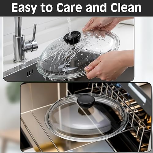 Miniatura 5 de LemonRoad Paquete de 3 cubiertas de vidrio para salpicaduras de microondas de 10 pulgadas para alimentos, cubierta de utensilios de cocina de vidrio