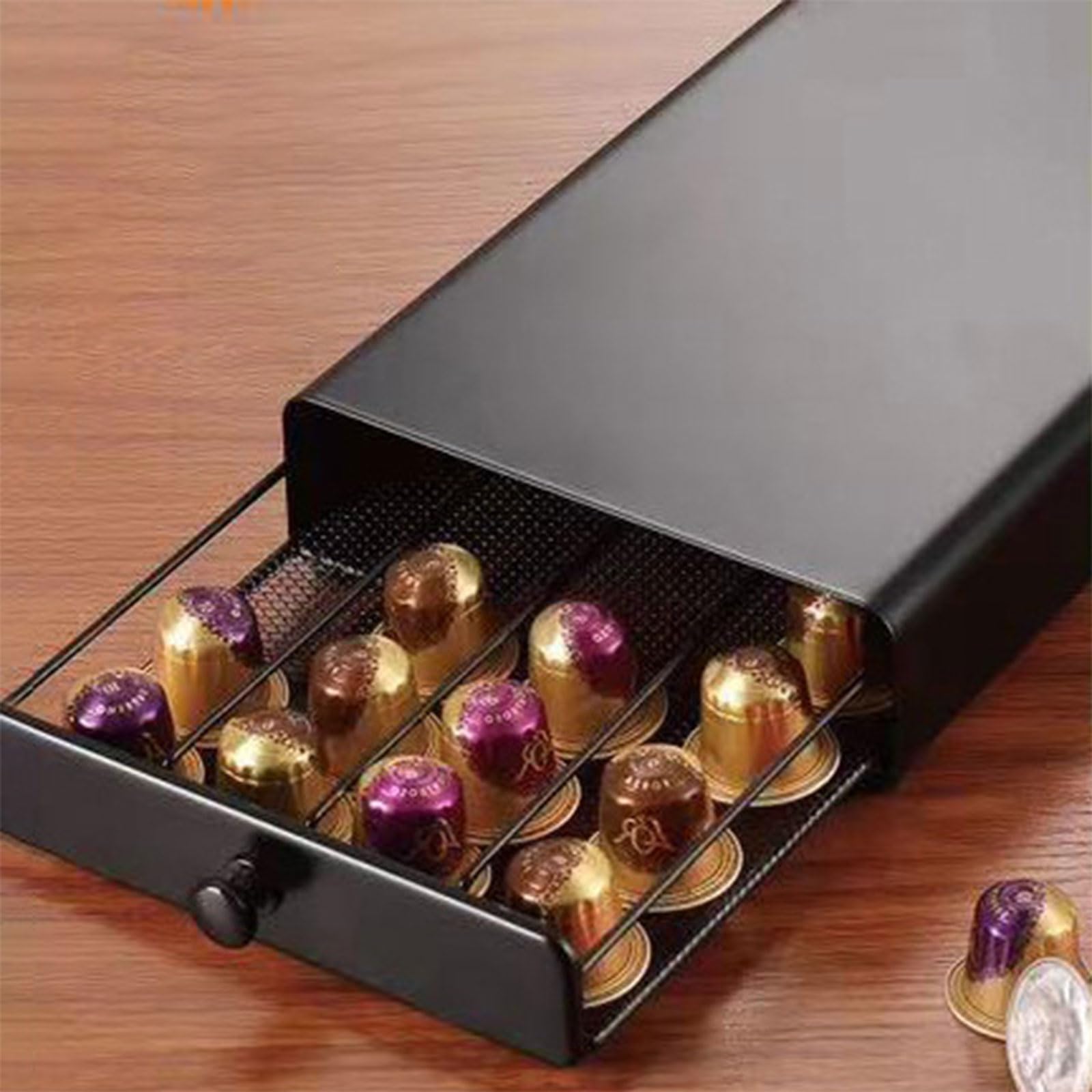 Organizador de cápsulas de café eficientes que ahorra espacio, con capacidad para 40 cápsulas, accesorio portátil para cocina o sala de descanso, uso diario, elegante soporte para cápsulas de