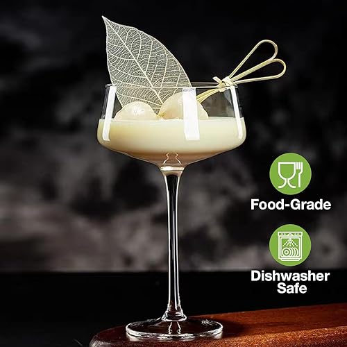 Miniatura 2 de Hlukana Juego de 4 vasos de Martini de 8 onzas, copas de cóctel de cristal de alta calidad, copas de champán cupé, juego de vasos soplados a mano,