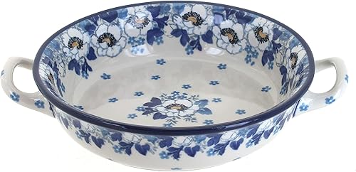 Miniatura 3 de Mini cazuela de cerámica con asas para corral y granero de rosas azules