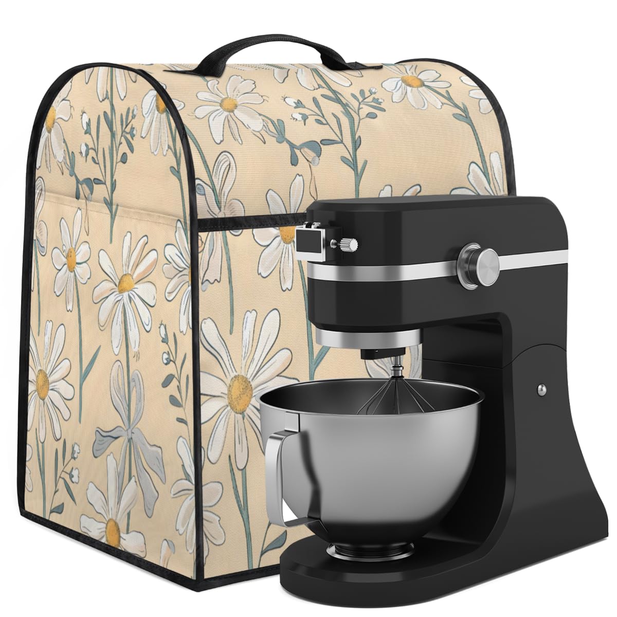 Coffee Maker Cover Cute Daisy Floral Kitchen Appliance Covers Small Appliance Covers Blender Cover Juicer Cover Dust Covers for Kitchen Appliances with Top Handle and Pockets,Washable,B470