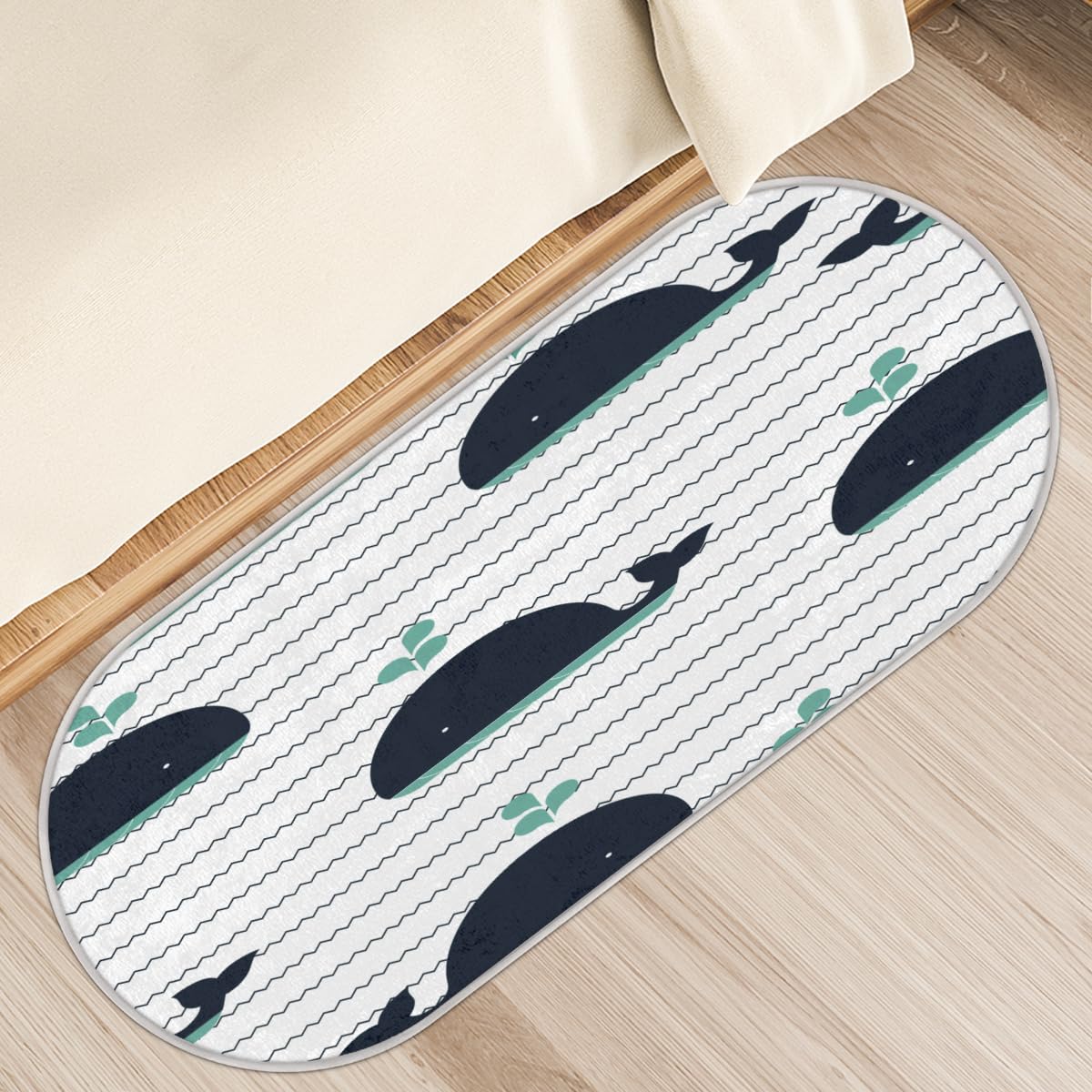 TropicalLife Uroczy wieloryb dywanik mata 50 x 120 cm, zabawny wieloryb długie włosy pogrubione dywaniki do pokoju kuchni domu łazienki wewnątrz antypoślizgowa mata podłogowa dywaniki