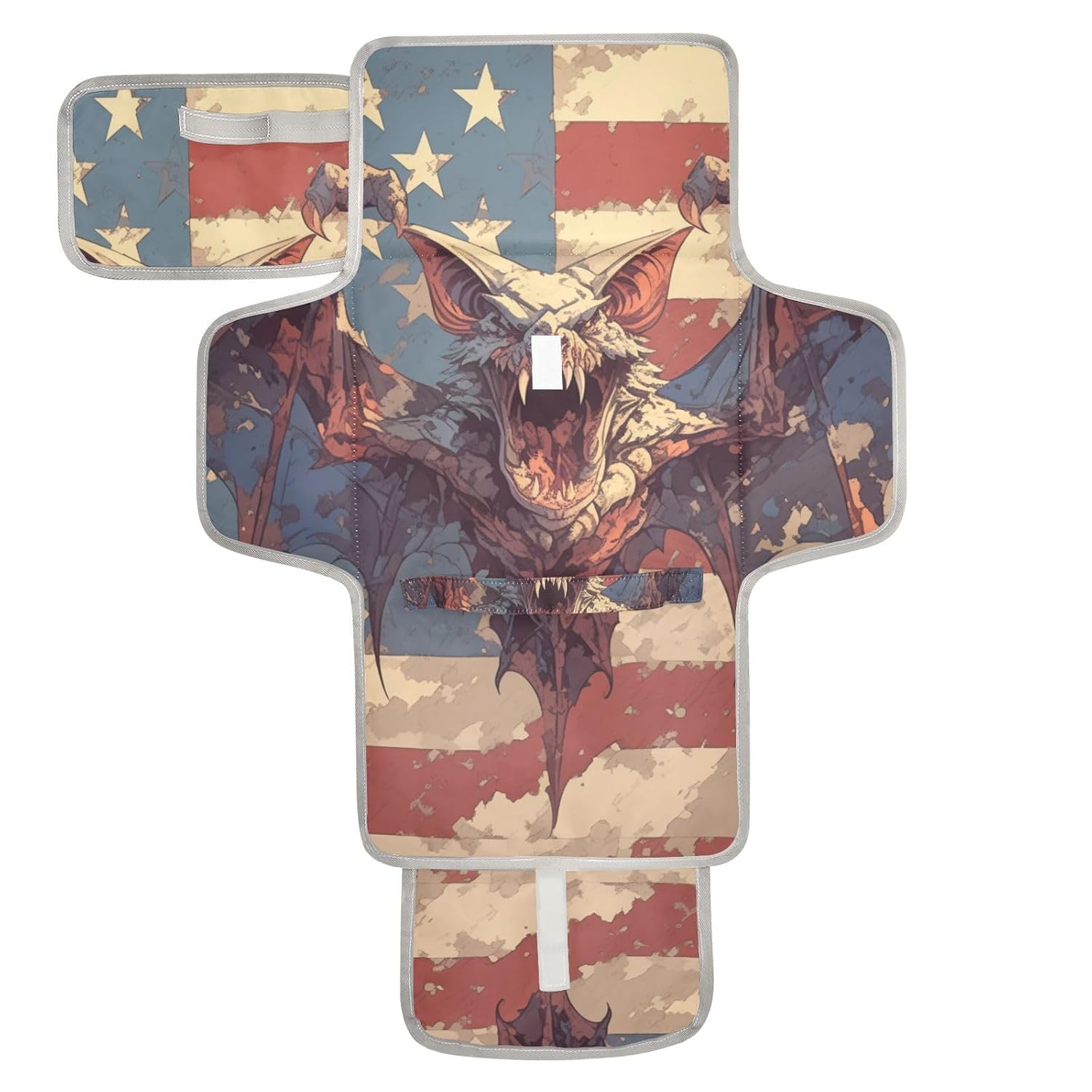 Scary Animal Vampire Bat 4th of July Independence Day Reusable Baby Changing mat with Tissue Pocket Portable Baby Changing pad for Girl & Boy cambiador de pa?ales para Bebes