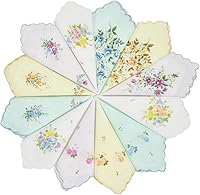 Vista 1 de GB - Pañuelos 100 algodón para mujer surtidos con borde ondulado y estampado floral 12 piezas