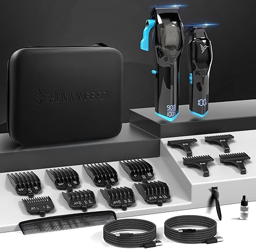 Miniatura 7 de HUMMINGBIRD Pro Series - Juego de cortapelos y recortadora de cabello, motor sin escobillas de 9,000 RPM, cuchilla DLC, recortadora de hoja en T sin
