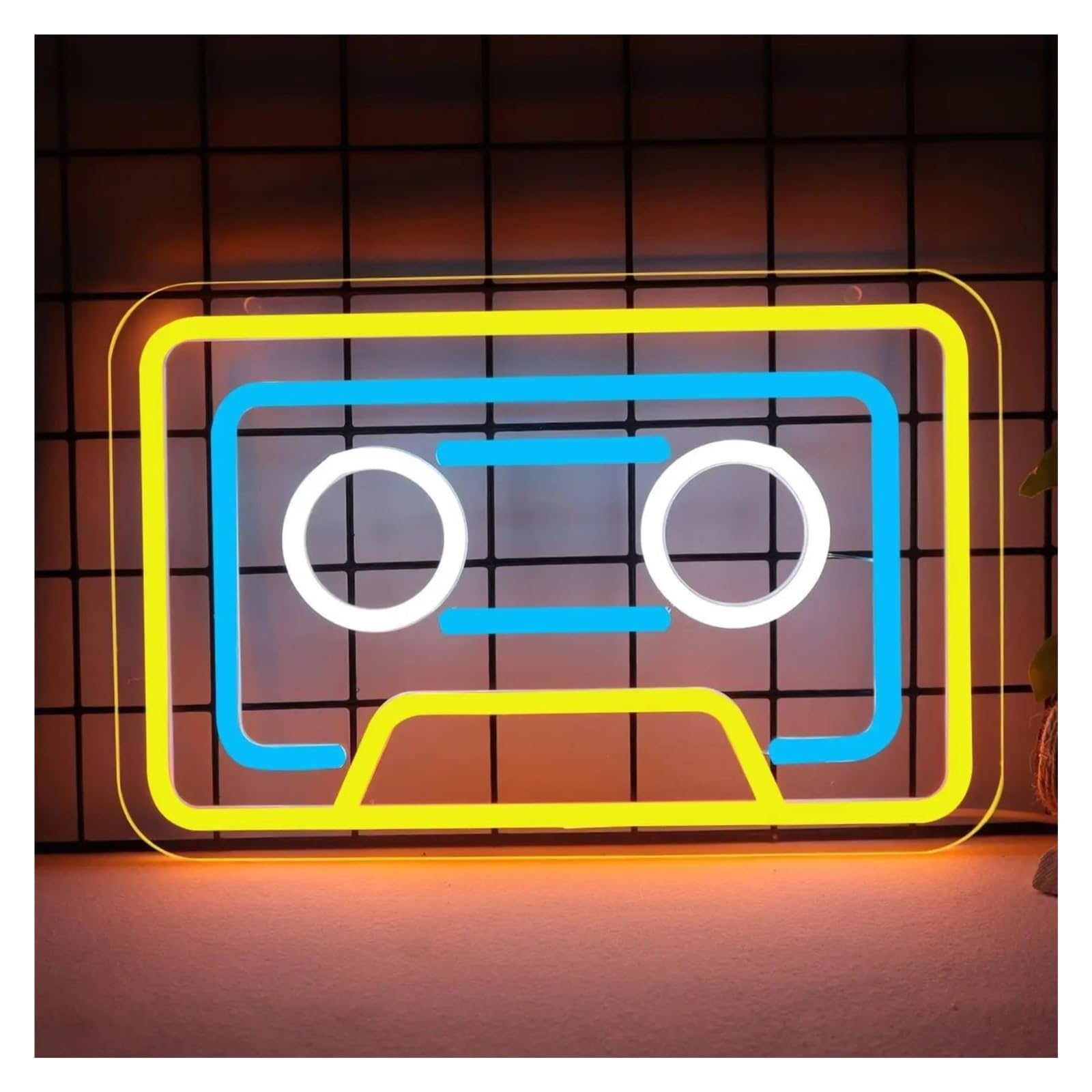 Insegna al Neon Insegna Al Neon Con Musica In Cassetta, Luci Al Neon Dimmerabili USB Per Sale Giochi, Decorazione Per Studio Musicale Retrò 31x20cm