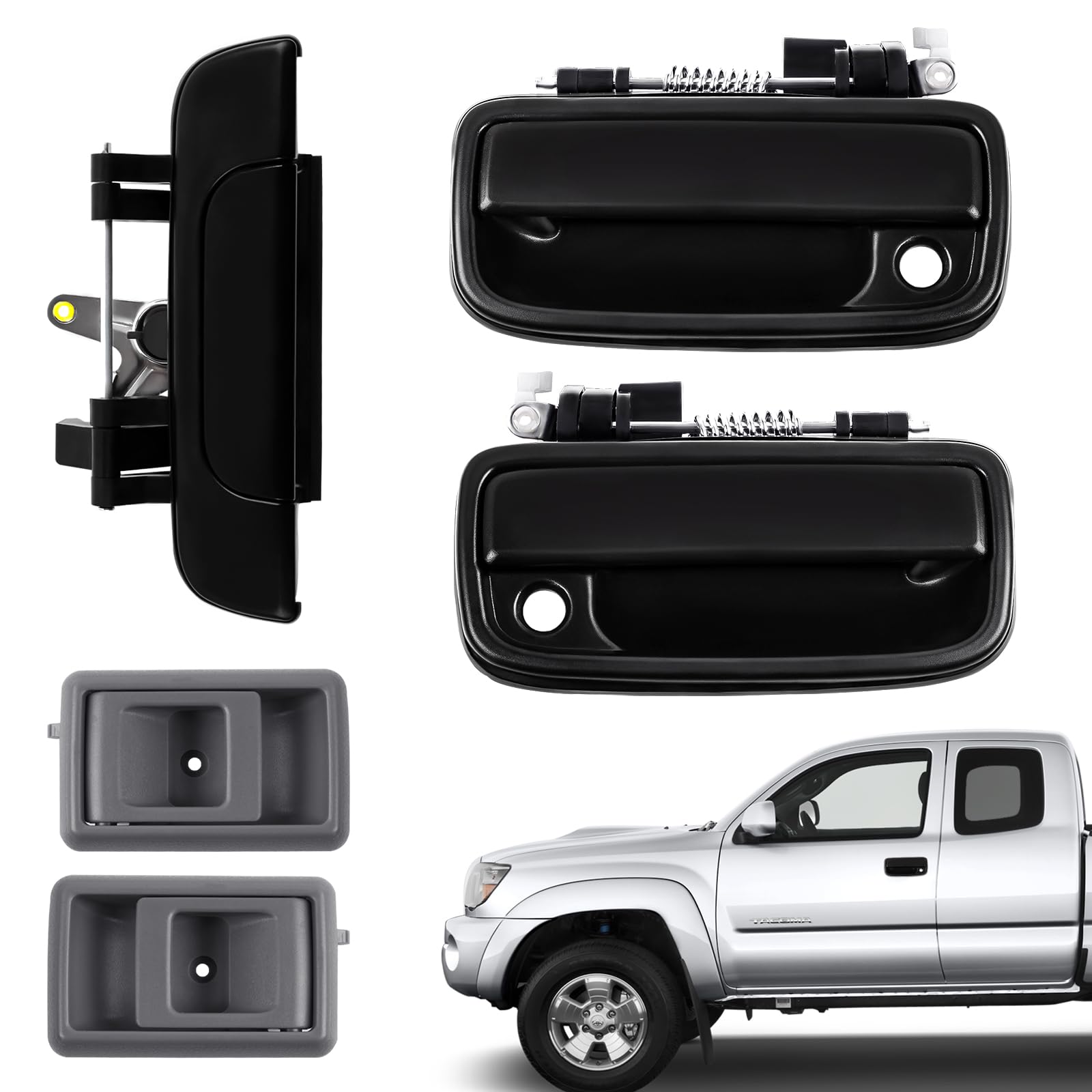 Pnkauto Exterior Door Handle & Interior & Tailgate Handle Latch Kit, Compatible with 1995-2000 T-oyota Tacoma, Outside Inside Door H-andle Set