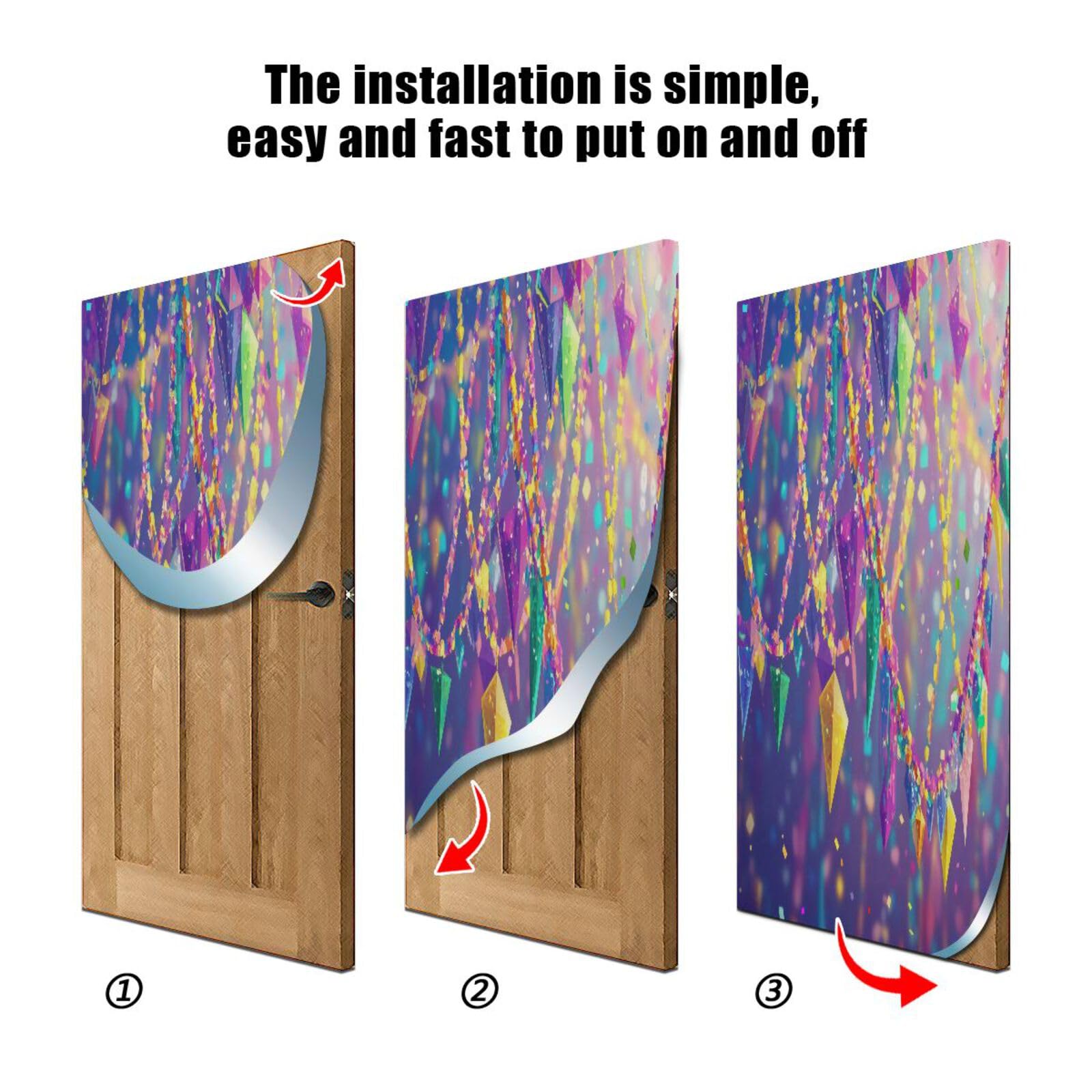 FLildon Mardi Gras Carnival Day Door Cover Decoration, Party Accessory Porch Decor for Festive Ornament Room Door Covers 36 x 98 Inch