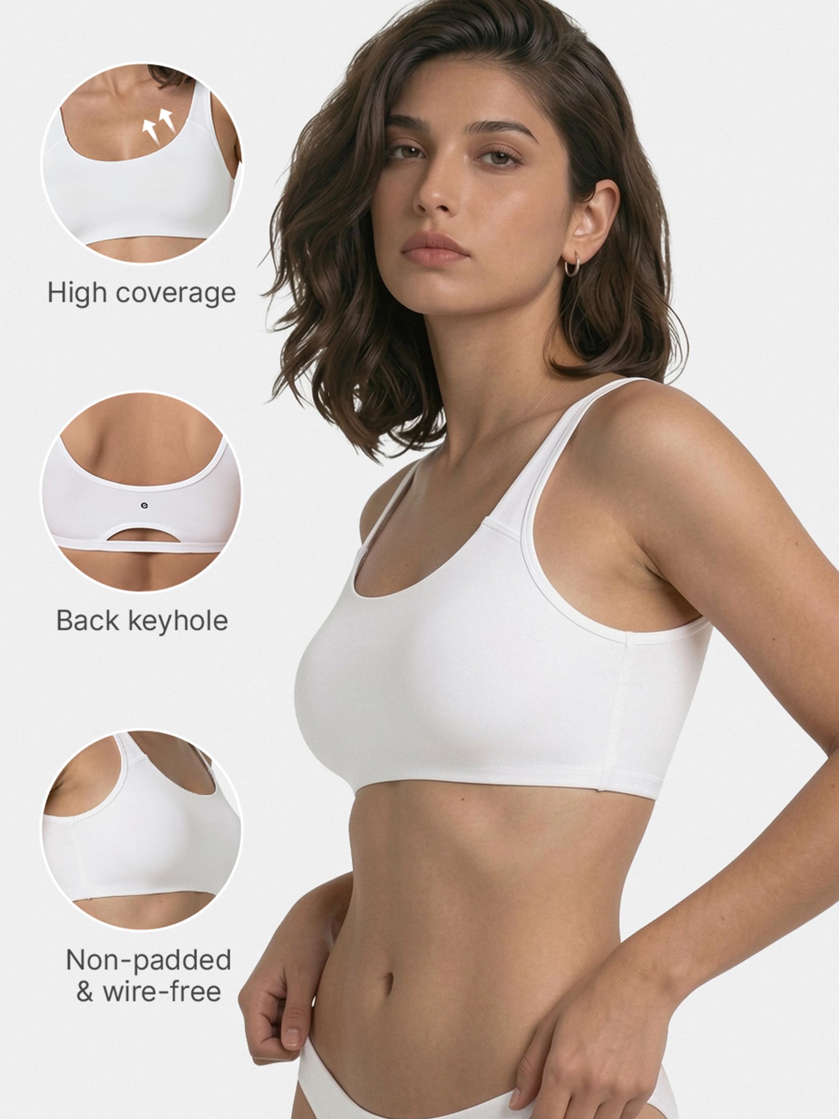 Enamor SB06 Low Impact Bra - Non-Padded, Wirefree & High Coverage White 1