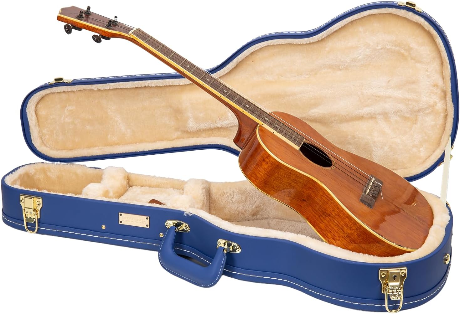 Crossrock Wooden Baritone Ukulele Case for 30'' & 31'' | Vibrant Blue Faux Leather, Stainless Steel, Latches, Storage Compartment – Designer Series (CRW520BUVB)