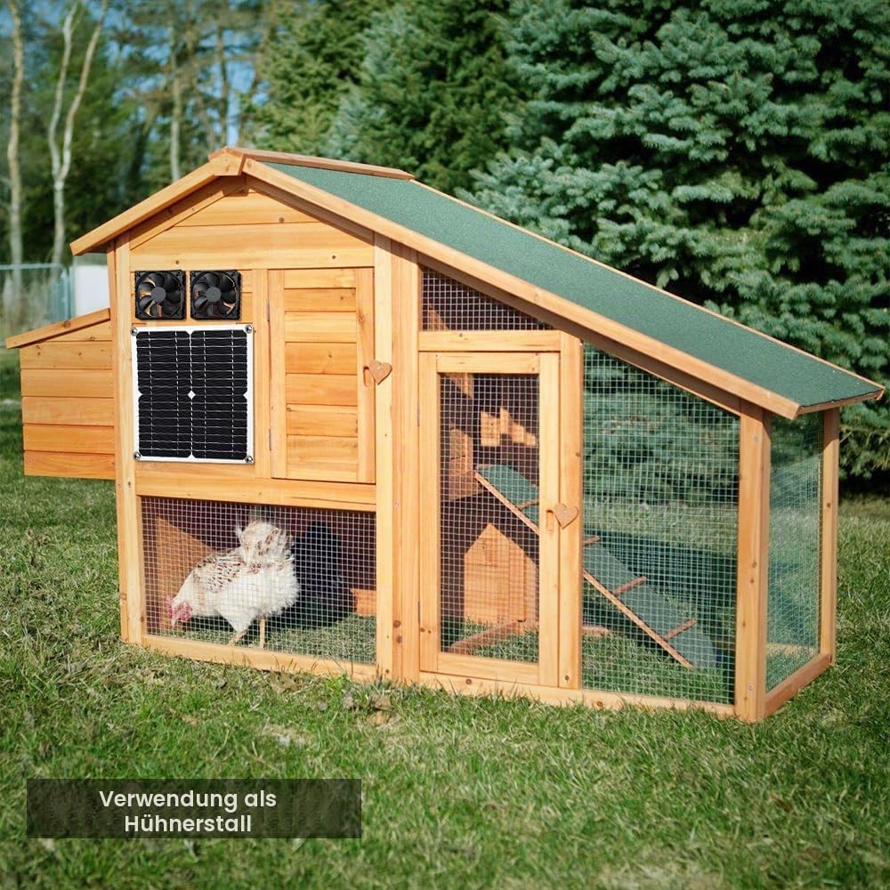 Solar Ventilator, 12W Solarpanel Ventilator, Wetterfest, mit DC Doppelventilator für kleine Hühnerställe, Gewächshäuser, Schuppen, Haustierhäuser, Fensterauspuff (Doppelventilator)