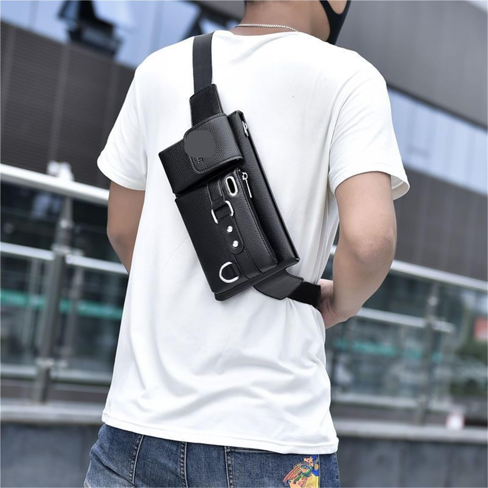 Sac banane en velours côtelé pour homme - Grande capacité - Respirant - Pour téléphone portable (style décontracté), Grande épaule noire, One Size, Style unique