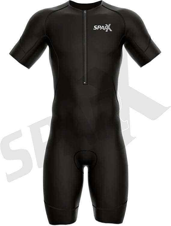 Sparx Men's Elite Sleeved Triathlon Suit Short Sleeve Trisuit SpeedSuit Skinsuit Swim-Bike-Run
