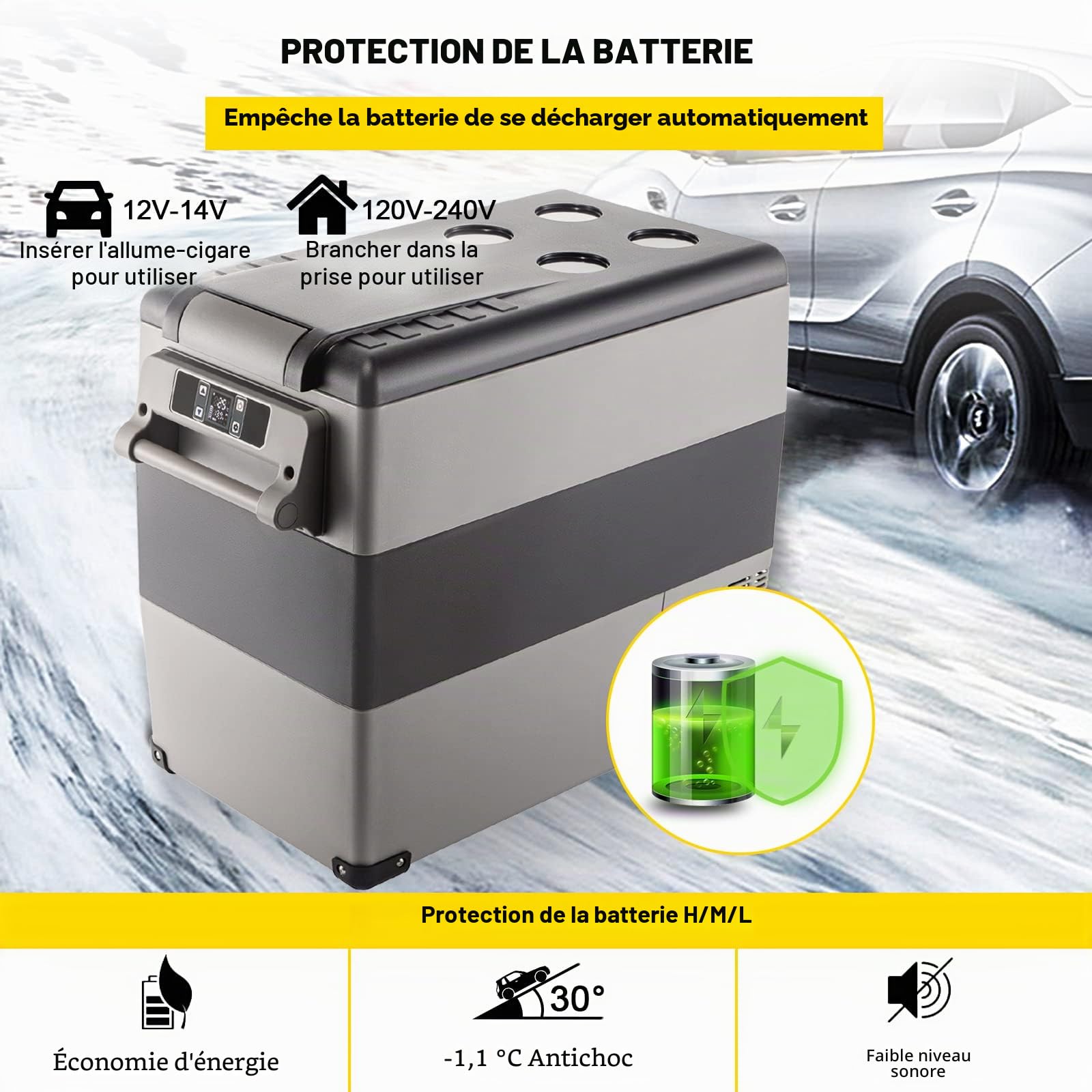 VEVOR Glacière Électrique Voiture, 55 L, Réfrigérateur Portable à Compression, Mini Frigo, 69x34,5x53,1 cm, Mini Congélateur avec Panneau Numérique -20 à 20 ℃ pour Maison/Voiture/Camping