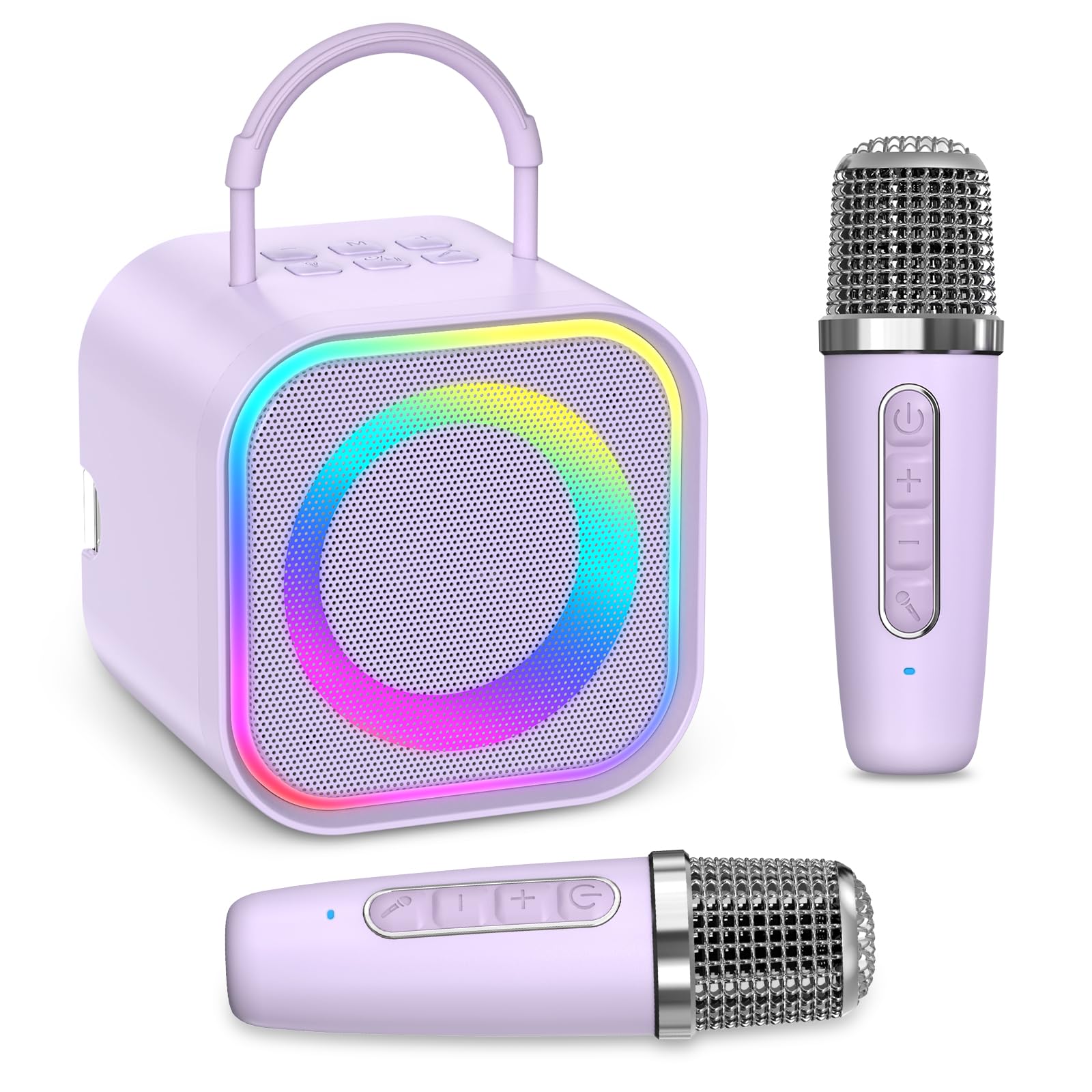 LOFICOPER Karaoke Machine, Portable Bluetooth Speaker with 2 Wireless Microphones, Adjustable Speaker & Microphone Volume