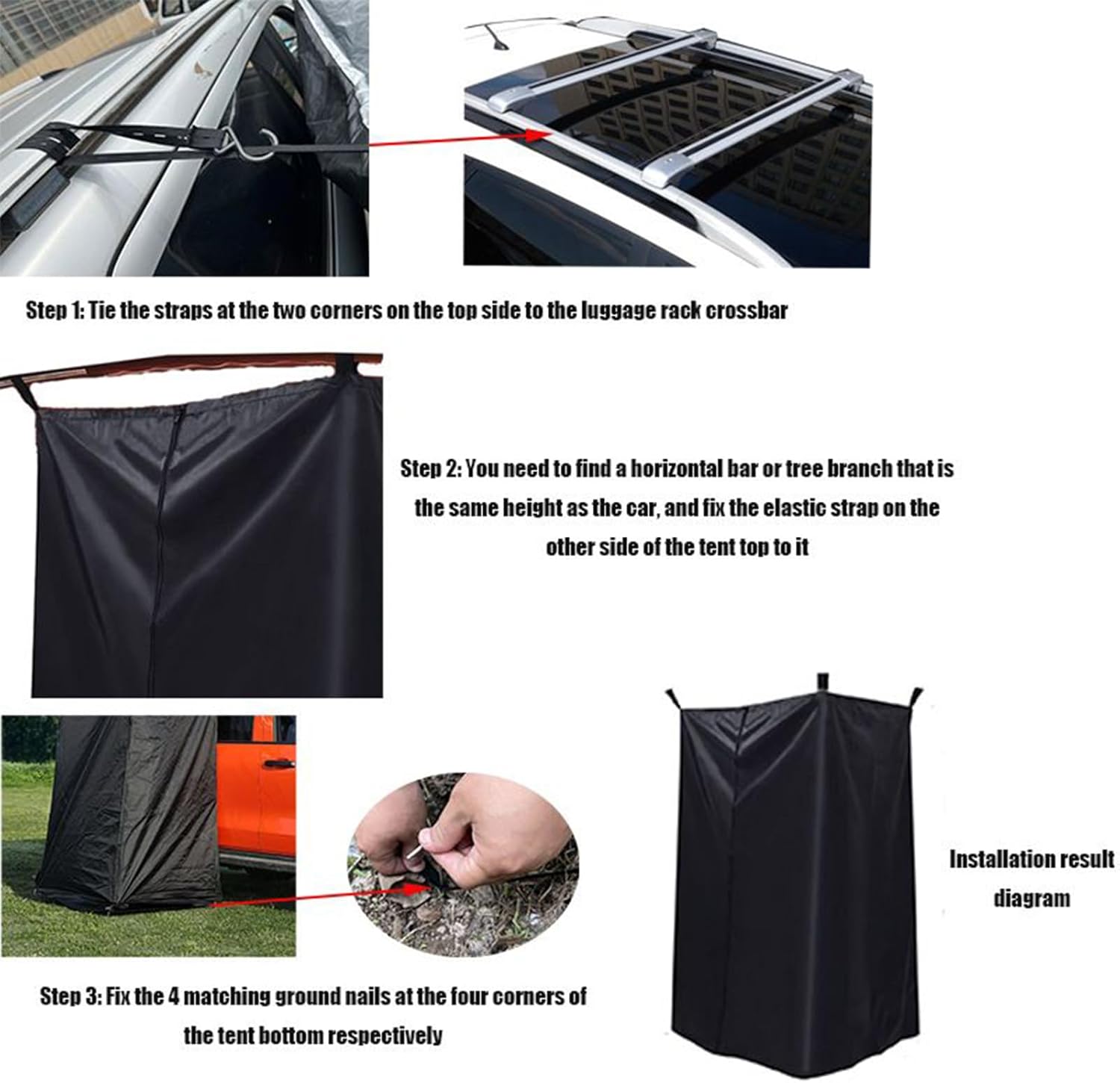Portable Changing Room – Mobile Privacy Tent for Outdoor Use | Foldable Car Side Design Featuring Quick Setup & Lightweight Material for Camping Beach Travel Bathroom Trailer Pontoon Truck