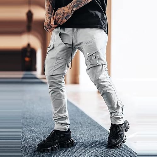 Miniatura 3 de bwdbhd Pantalones deportivos para hombre de ajuste delgado pantalones de forro polar casuales de ajuste delgado y regular con bolsillo