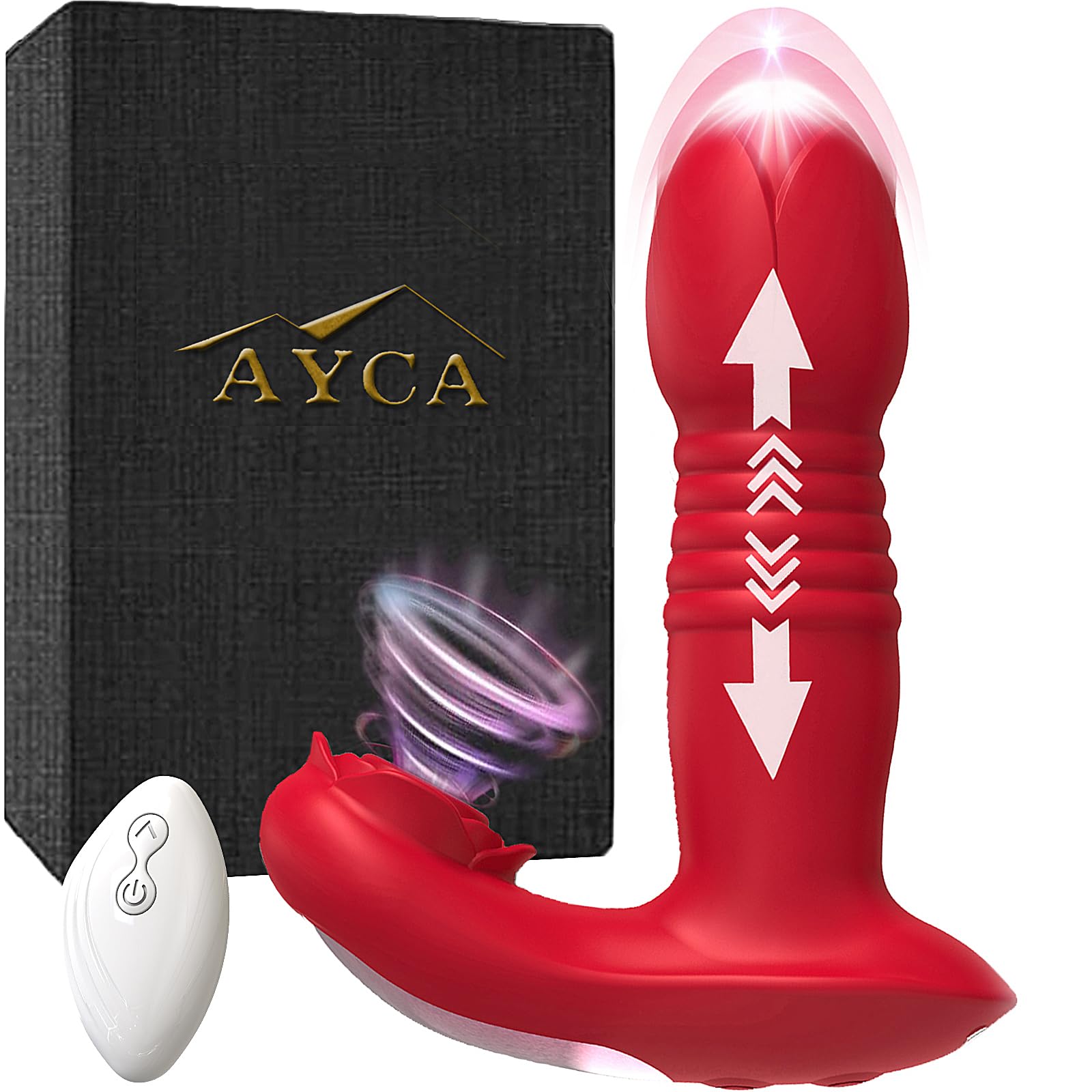 Vibradorador mujer juguetes eróticos juguetes eróticos para pareja sexuales ventosa de clítoris vibrador femenino vibración reciprocante automática modos 9x9x9 carga USB (rojo, 130 mm)