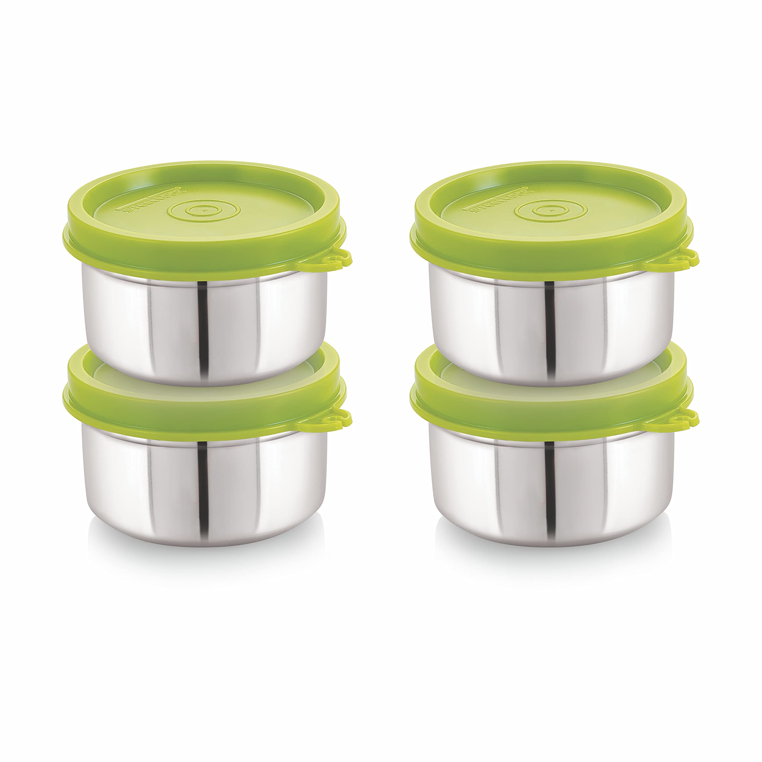 STEELLOCK Flex Stainless Steel Deep Containers – 4 pcs x 150ml Airtight Leakproof Food Storage Containers with Lids – Green