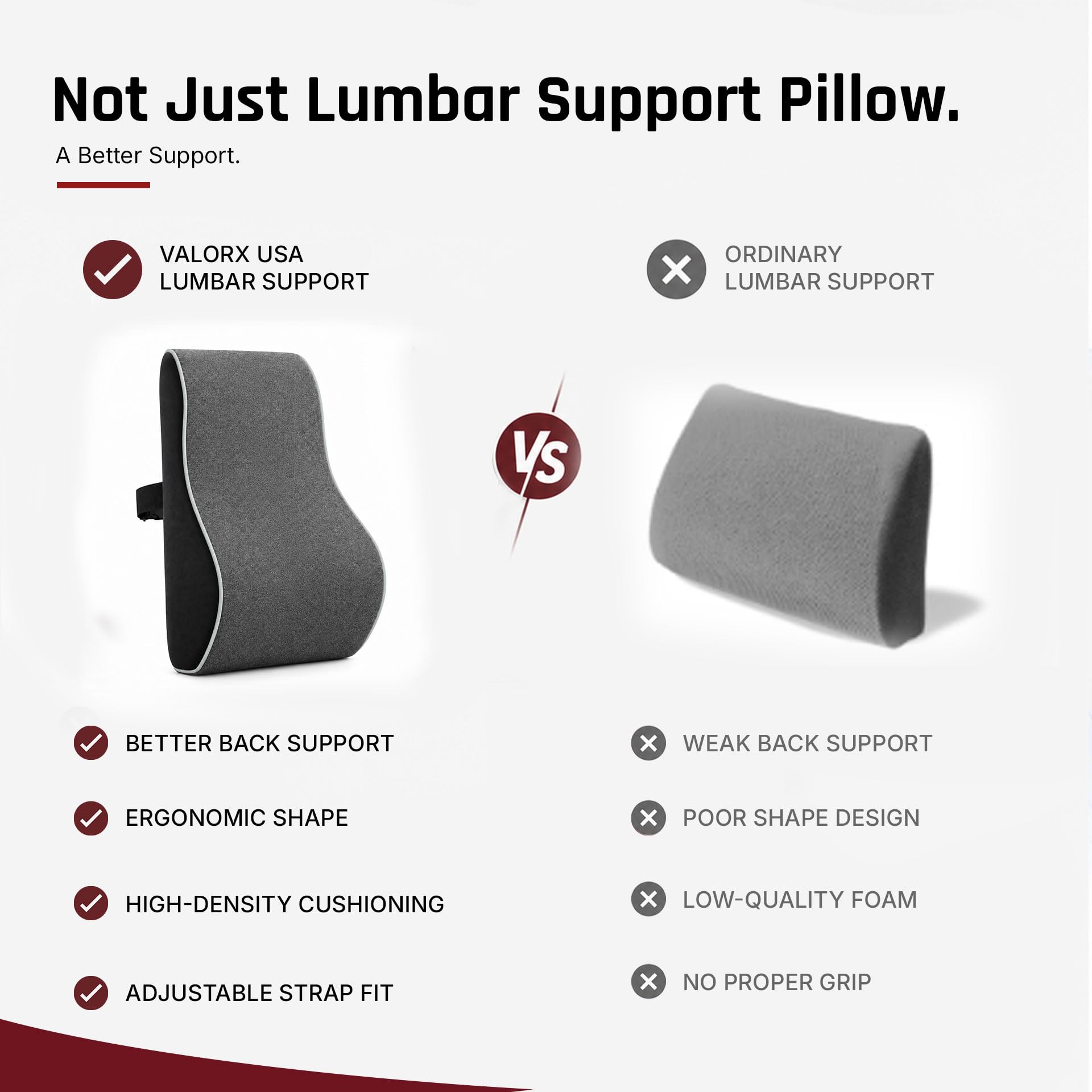 ValorX Lumbar Support Pillow with Massager - Back Pain Relief -8 ValorX Lumbar Support Pillow with Massager - Back Pain Relief -8