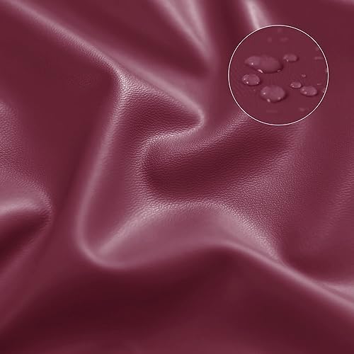 Miniatura 7 de Deisy Dee Fundas de cuero impermeables para sillas de comedor Parson (4, Burgandy)