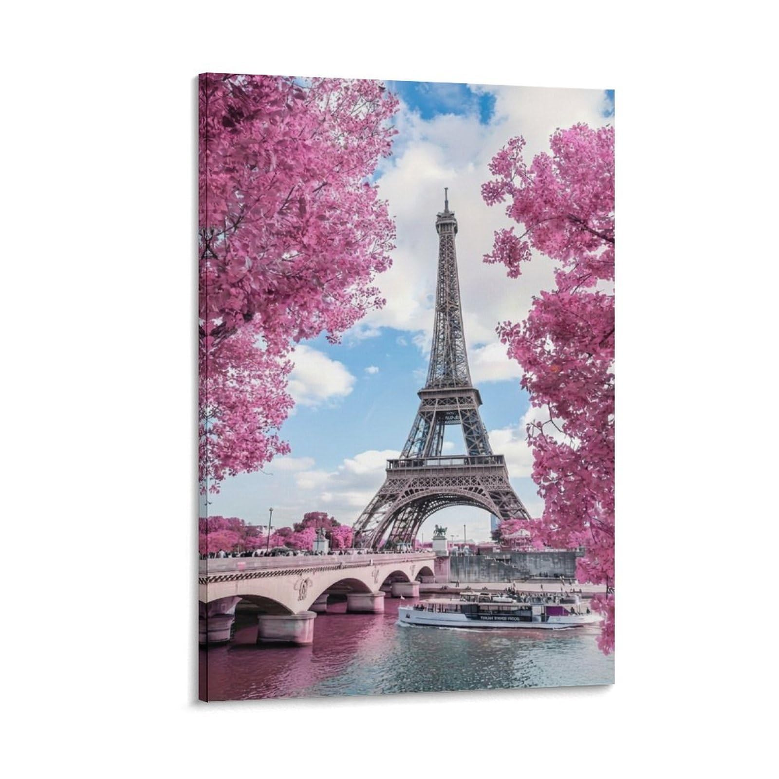 Eiffel Tower Spring Poster Artwork Giclee Canvas Prints Modern Wall Art Picture Wall Hanging for Office Gym Living Room Decor 16x24inch(40x60cm)