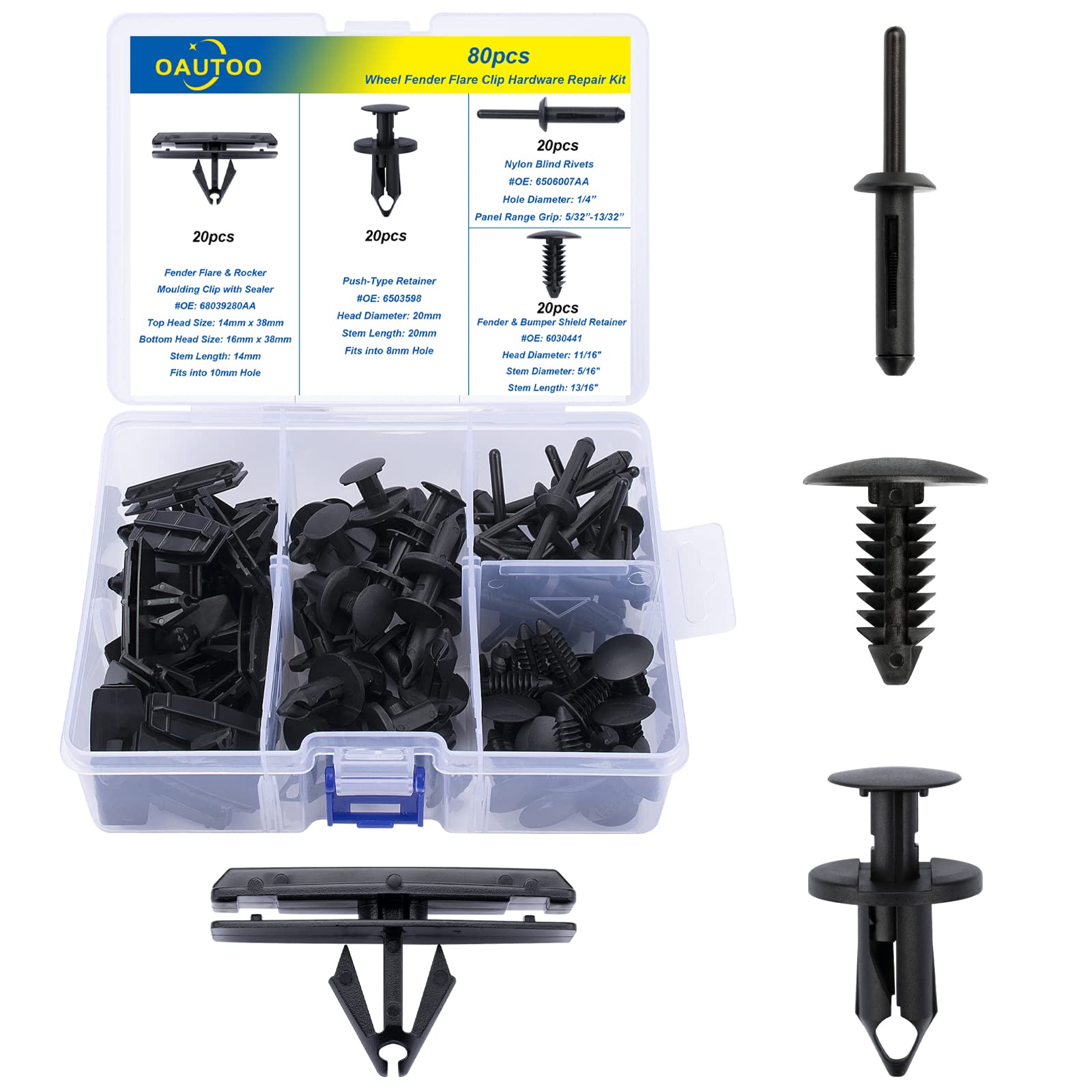 OAUTOO80pcs Fender Flare Hardware Kit for Jeep Wrangler 2007-2018