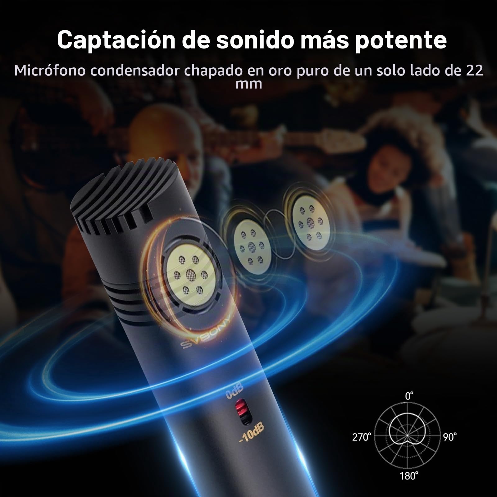 SVBONY SVMic M1 Micrófono de Condensador para la Grabación de Instrumentos | Kit Micrófono Dinámico Cardioide con Atenuación 10dB, Conector XLR de 3 Pines, Filtro Paso-Bajo 100Hz & SNR 78dB