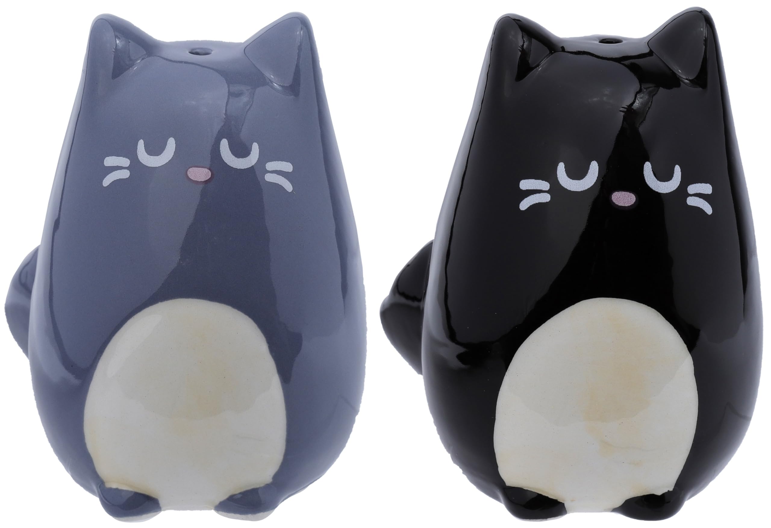 Puckator Feline Fine Black & Grey Cat Ceramic Salt & Pepper Set