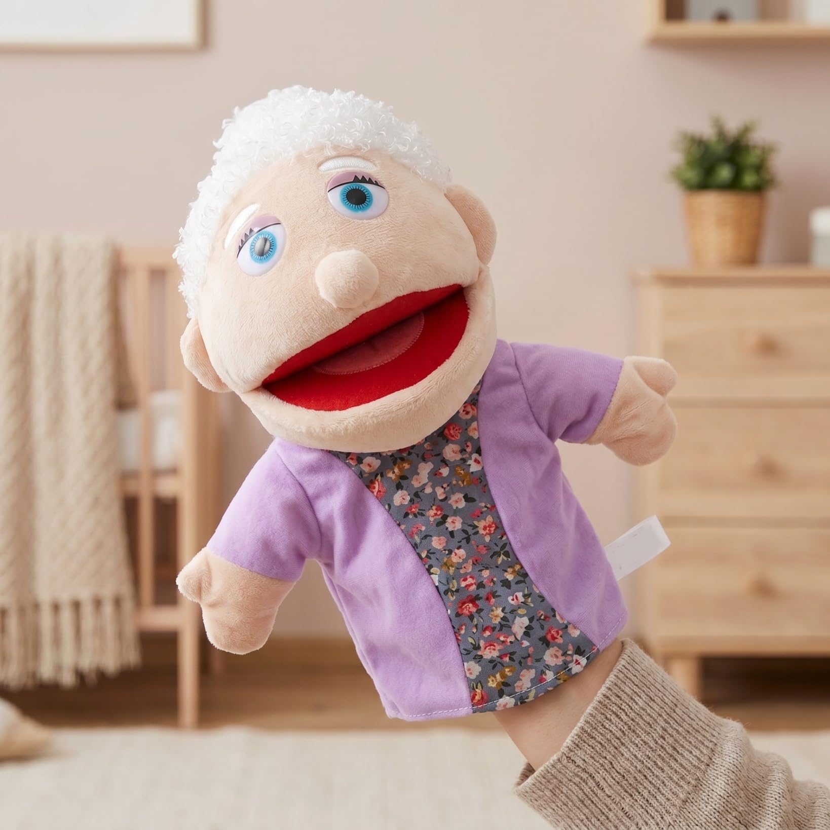 Toyvian Muñeca de mano de 2 personajes, narración de historias, juguete marionetas de dedo con historia de muñecas, juguete para abuela y abuelo, ropa de bebé para niños, guantes de algodón pp, manual