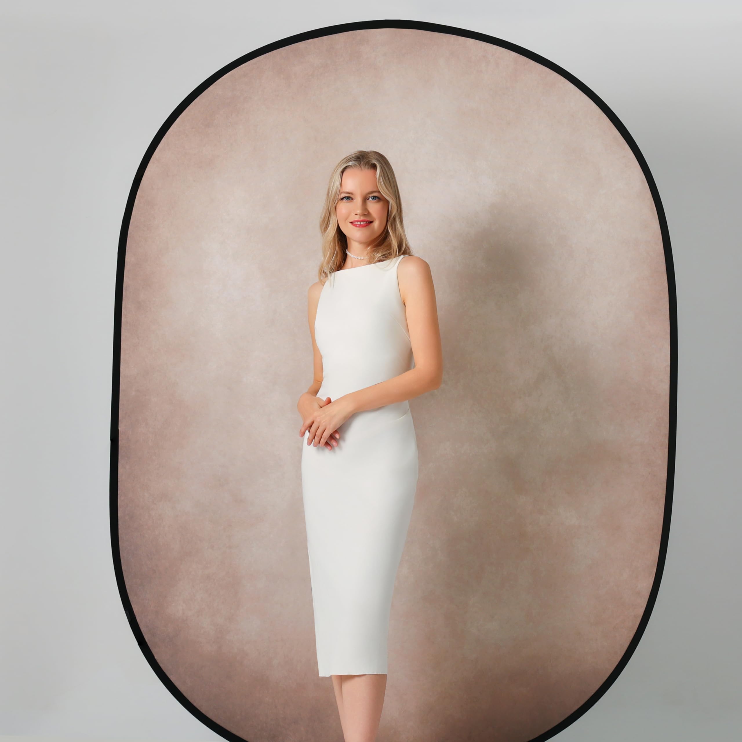 Kate 5X6.5ft (1.5x2m) Texture marrone chiaro Sfondi pieghevoli Sfondo verde grigio Microfibra bilaterale Cornice flessibile Fotografia di sfondo Custodia da trasporto inclusa