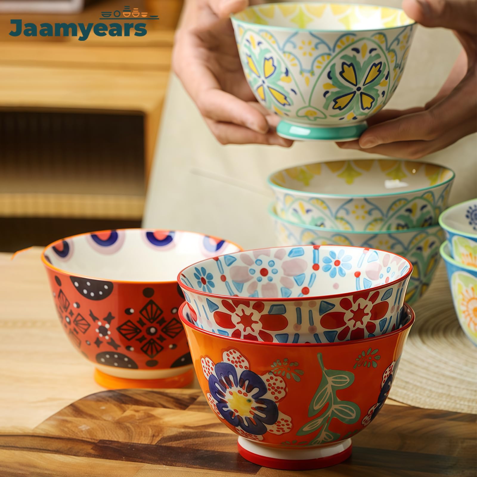 Zestaw 4 misek ceramicznych, nadają się do kuchenki mikrofalowej, porcelanowe miski do zupy, wszechstronne miski z kamionki na płatki śniadaniowe, ryż, sałatkę, niezbędne naczynia obiadowe