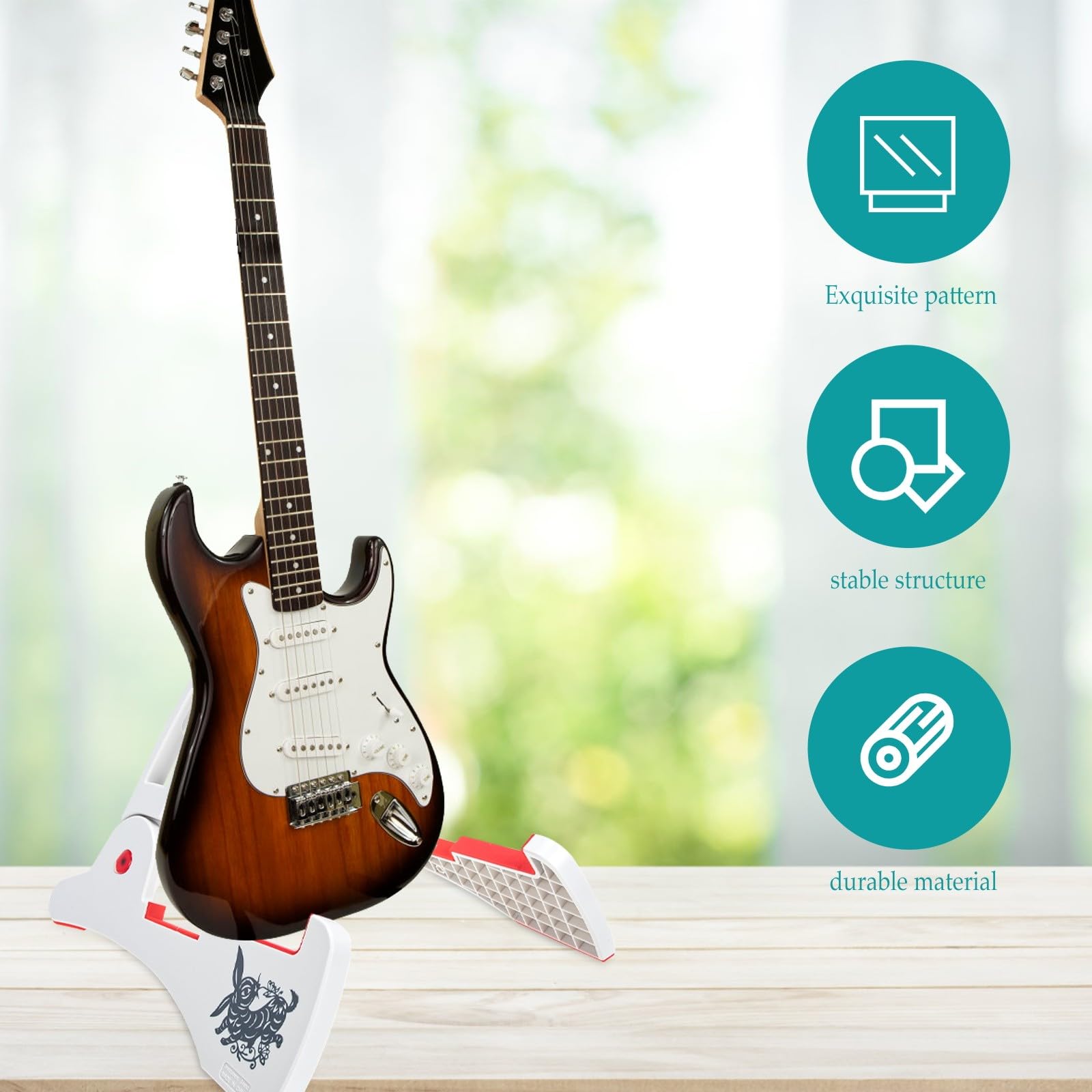 Supporto per Chitarra e Pieghevole e Stabile a Forma di Bianco in Abs , Stand Verticale Portatile per Musicisti di