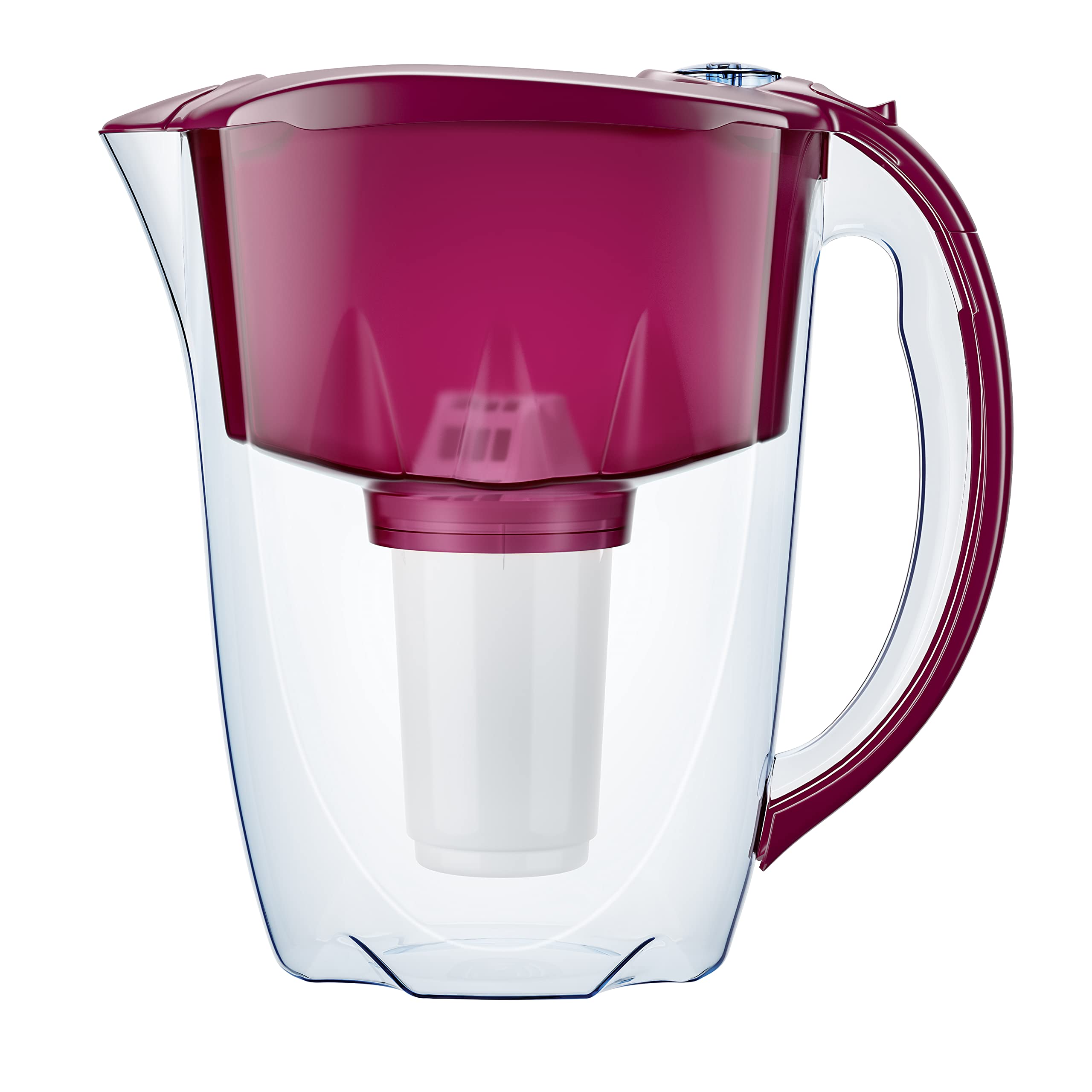 AQUAPHOR Wasserfilter Kanne Prestige Cherry inkl. 1 A5 Filter I Karaffe für 2,8l I Passt in die Kühlschranktür I Reduziert Kalk & Chlor I Tischwasserfilter I Praktische Filterkanne